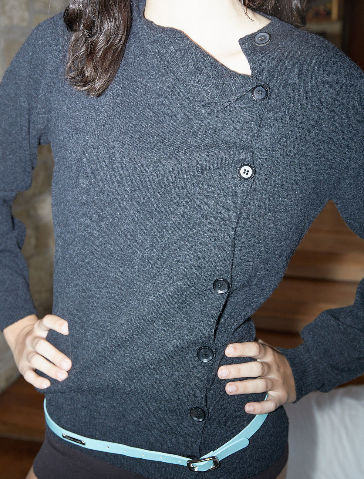 Donalti jumper irregular button fastening