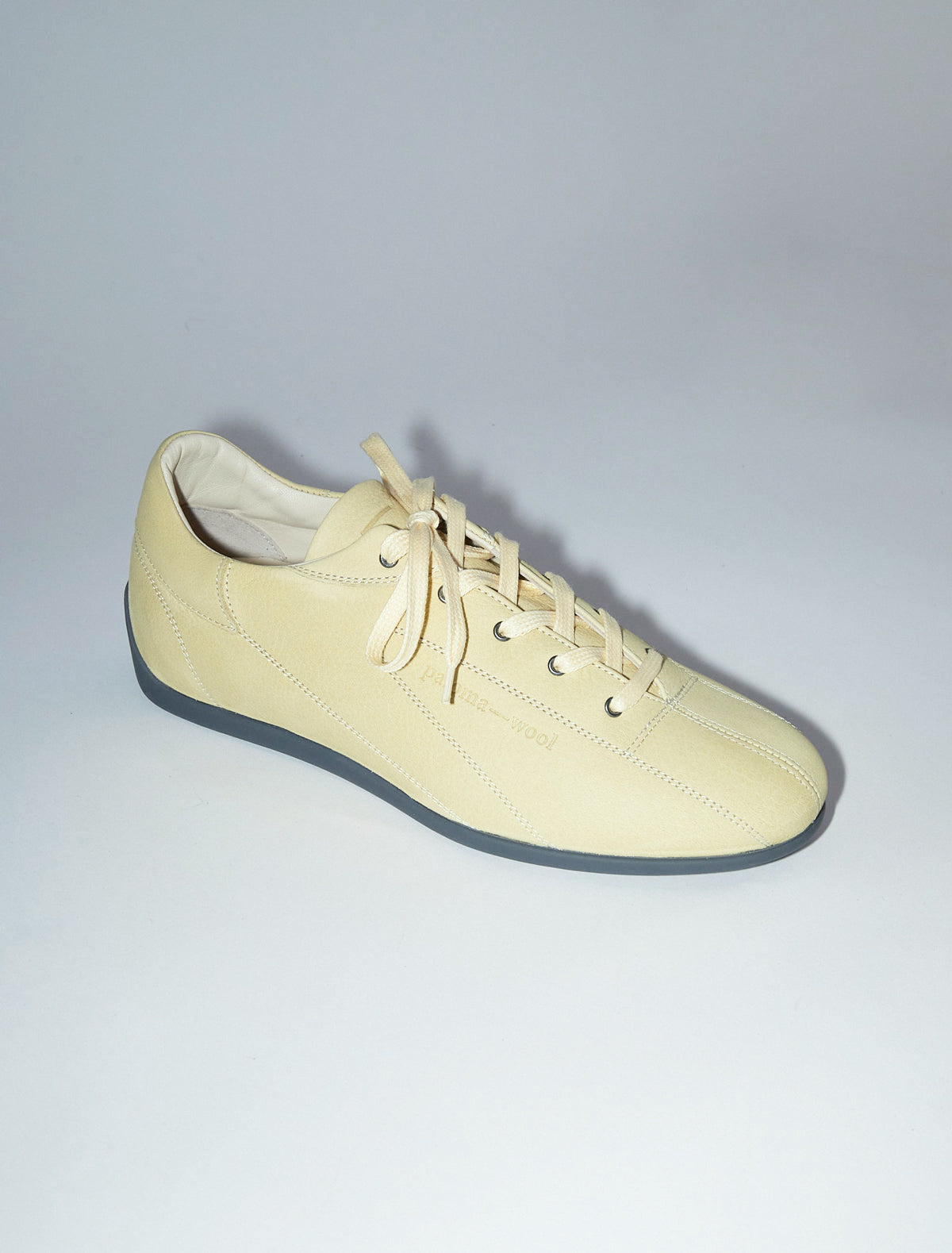 Miles laceup leather sneakers rubber sole softyellow