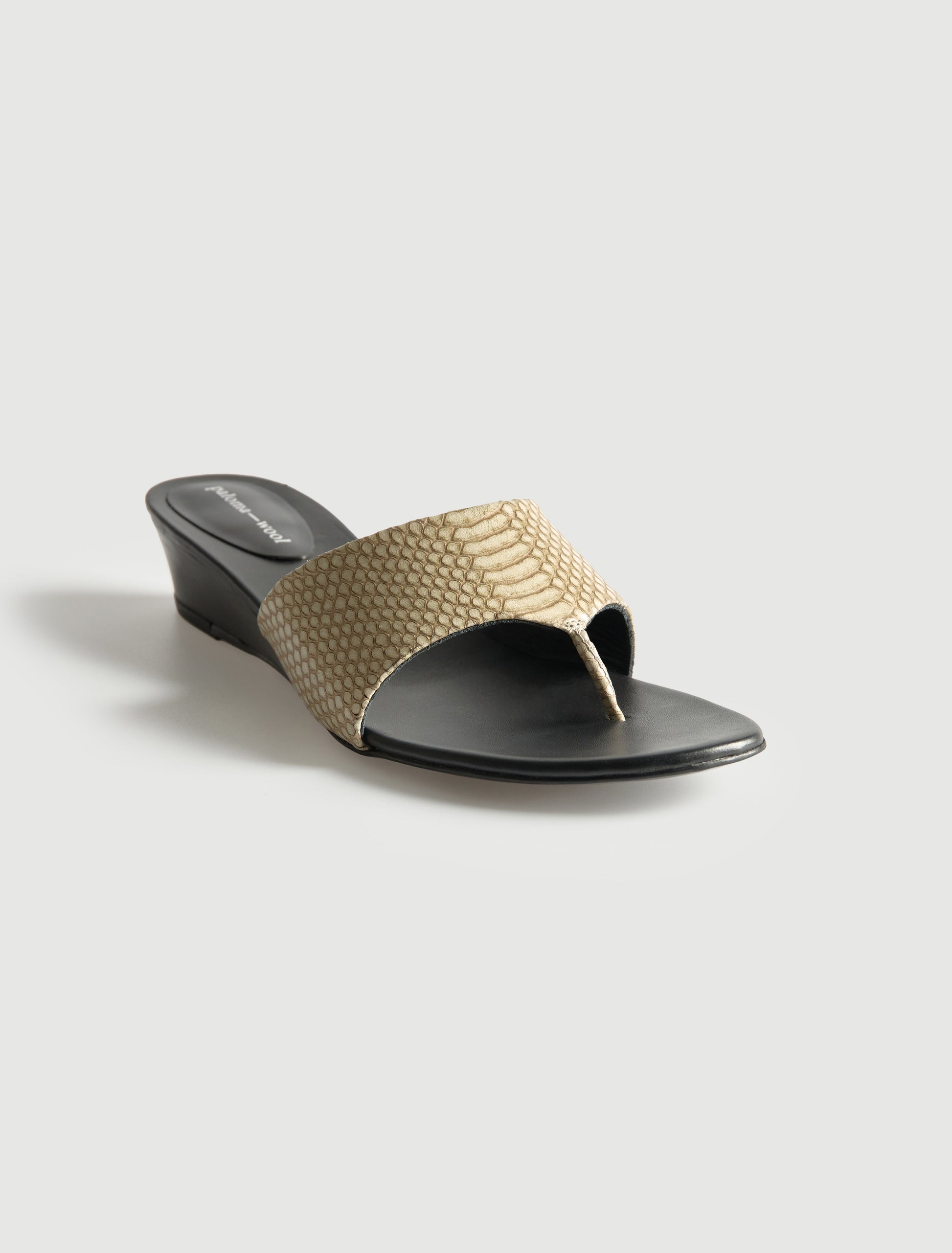 Ramona toe post sandal mini wedge wide leather upper ecru