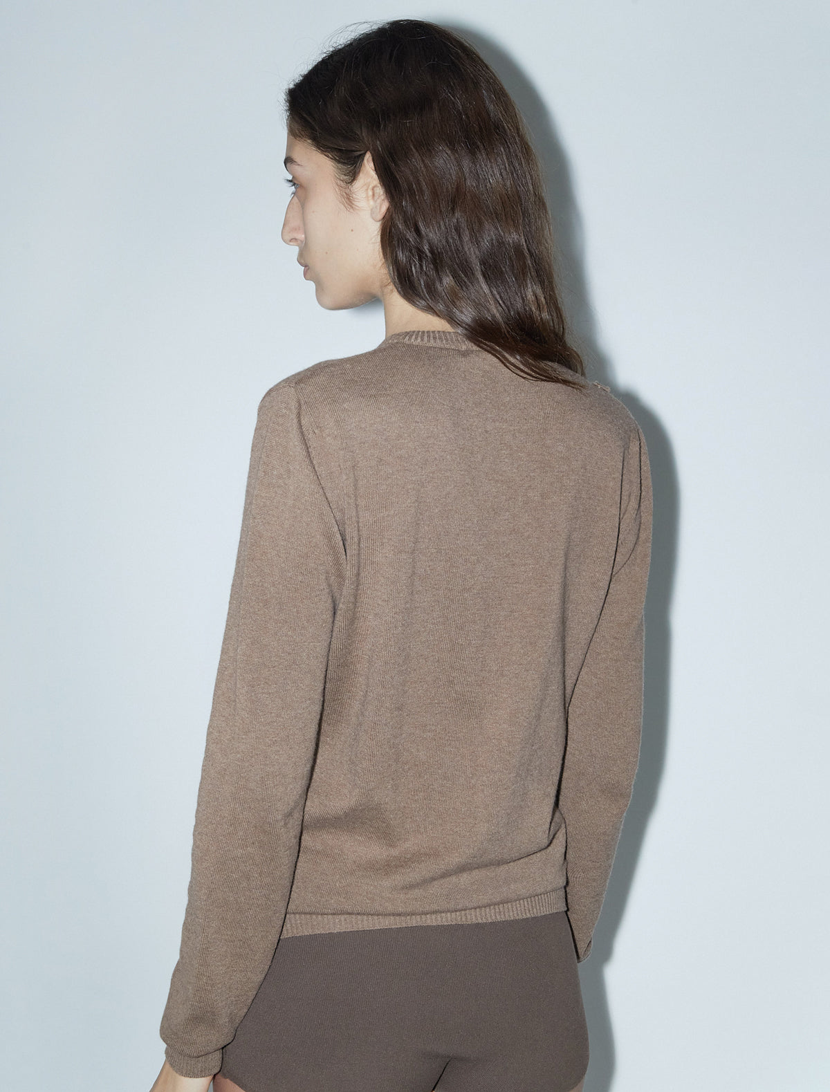 Swallow cardigan cashmere strap snaps beige