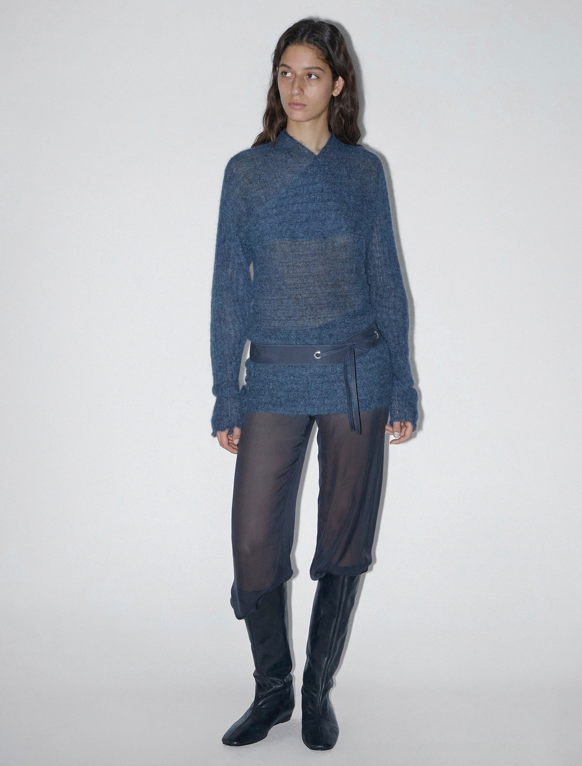 Lichen sweater horizontal ribbing navy