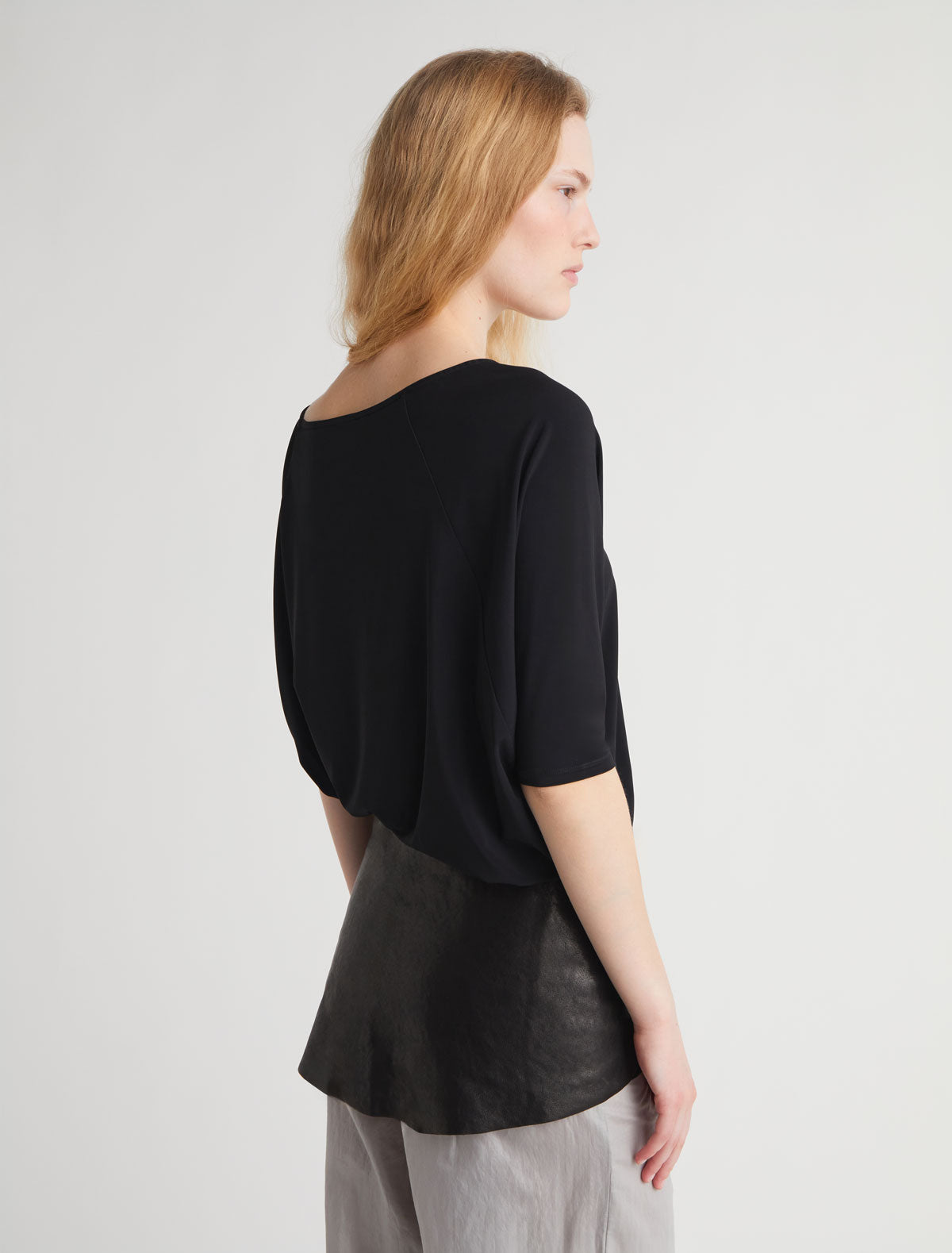 Adriana gathered leather sash double metal buckle closure black