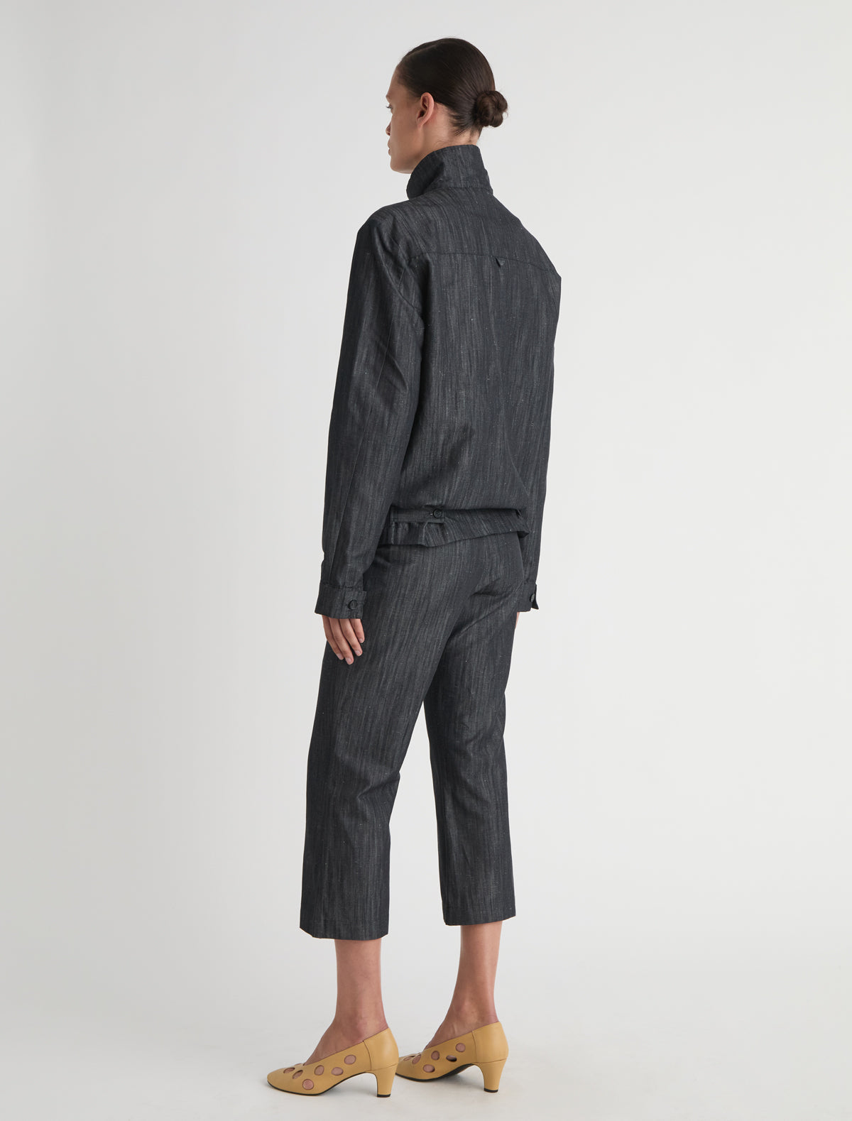 Albane denim jacket zip snap button closure 1
