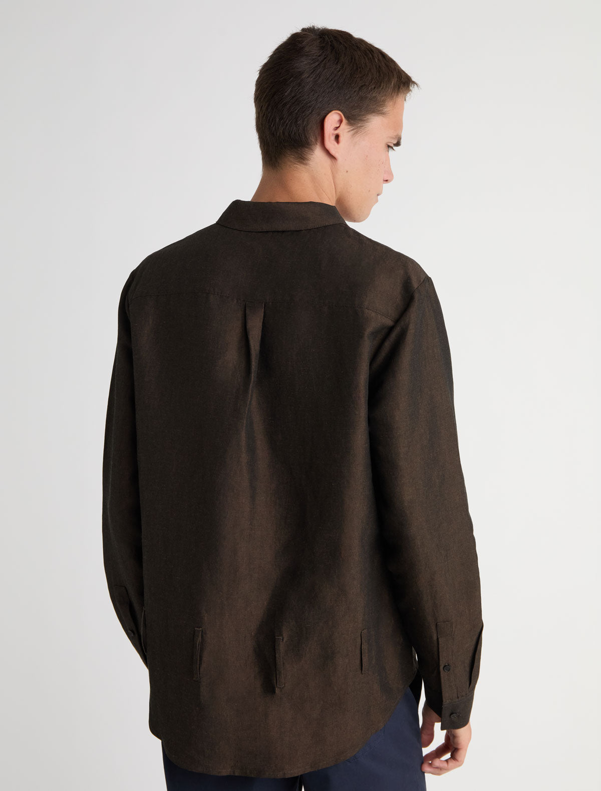 Alberto linen shirt belt loops brown