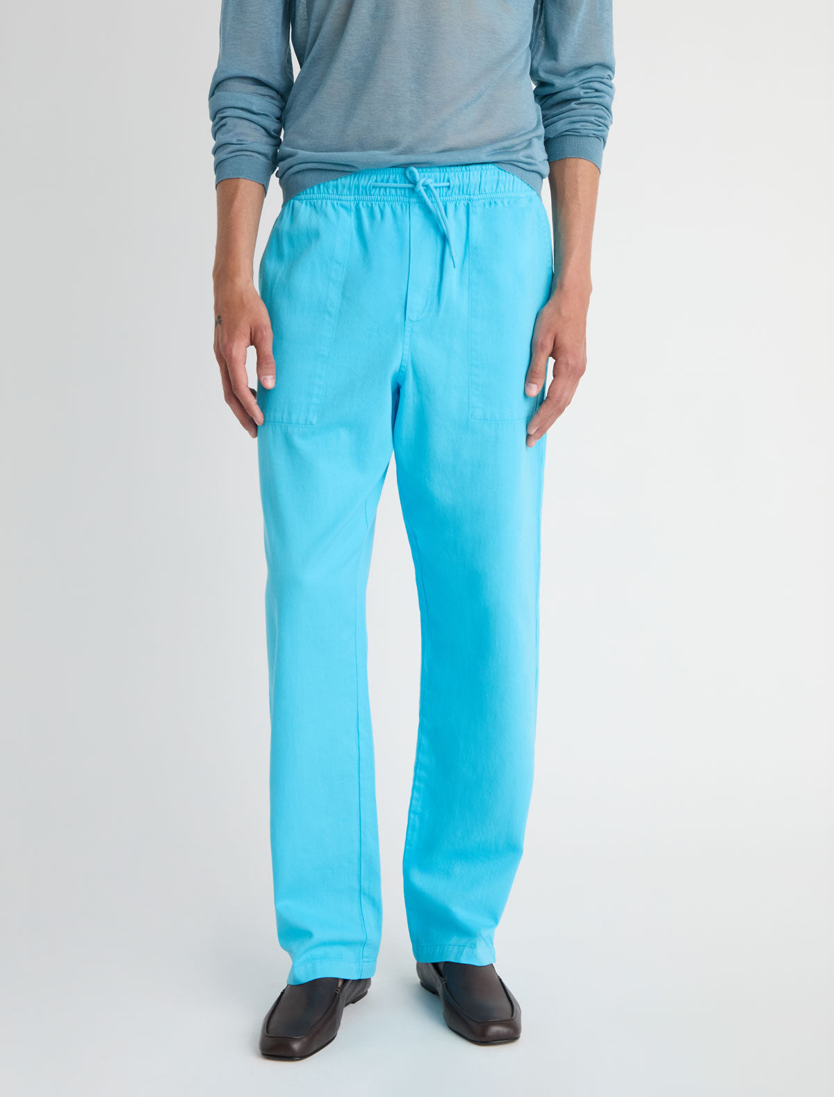Amigo pants elasticated waistband adjustable drawstring blue