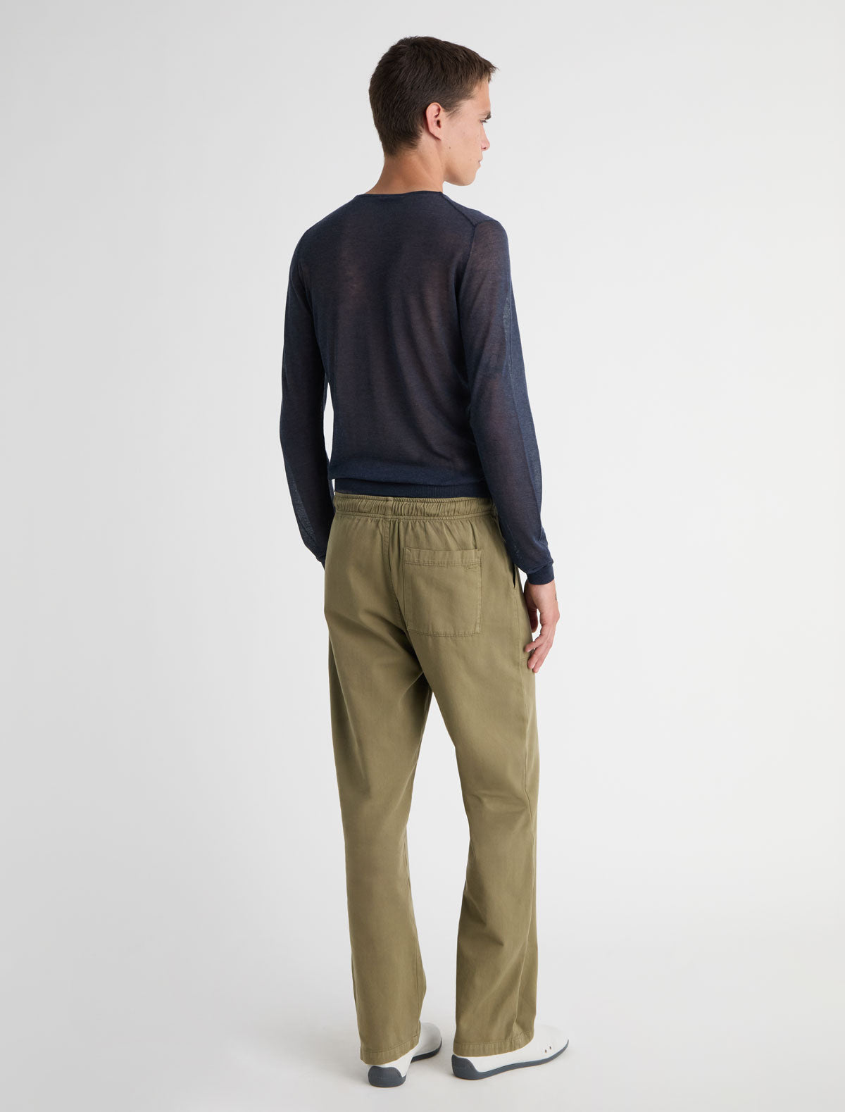 Amigo pants elasticated waistband adjustable drawstring khaki