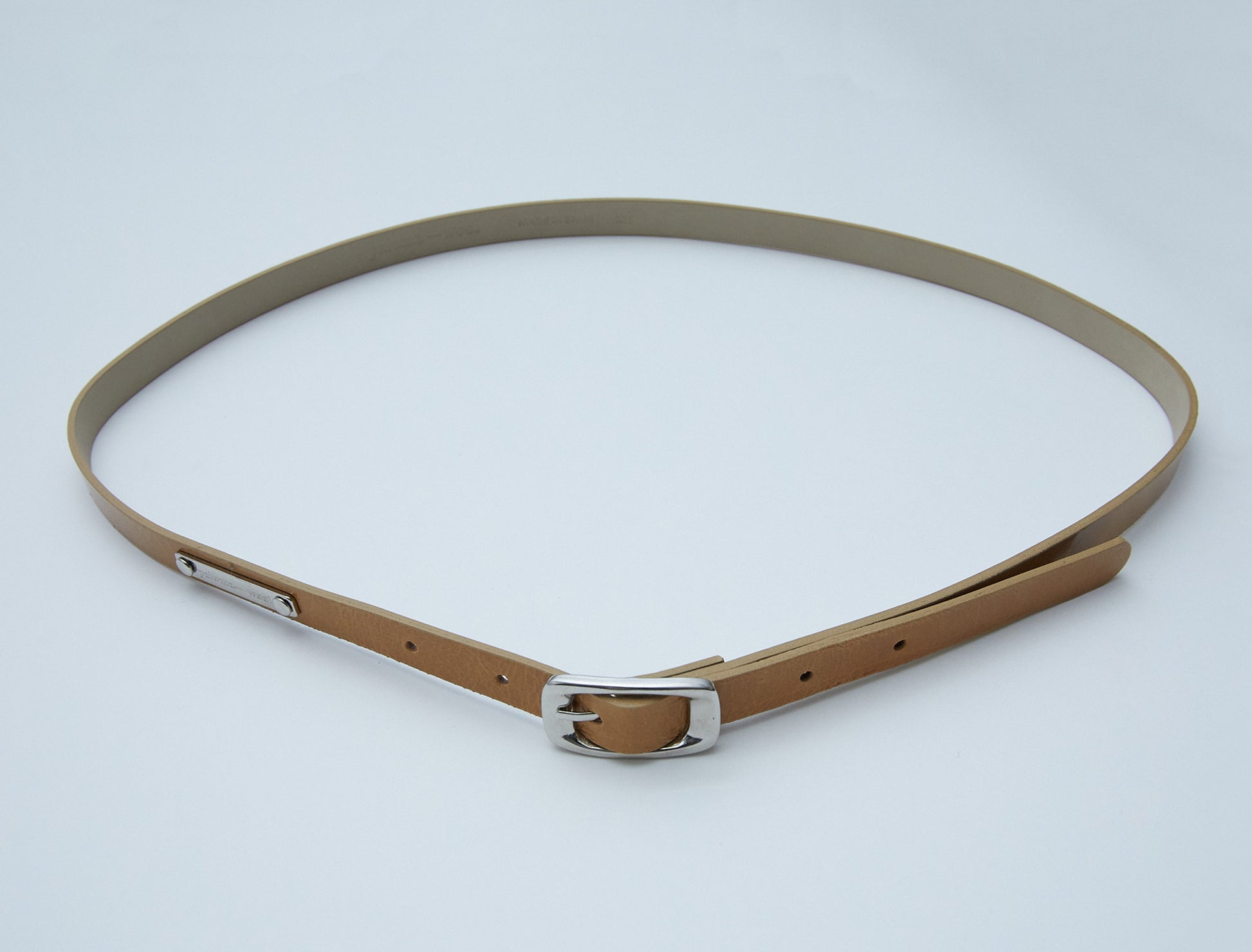 Greta thin leather belt plaque lightbrown