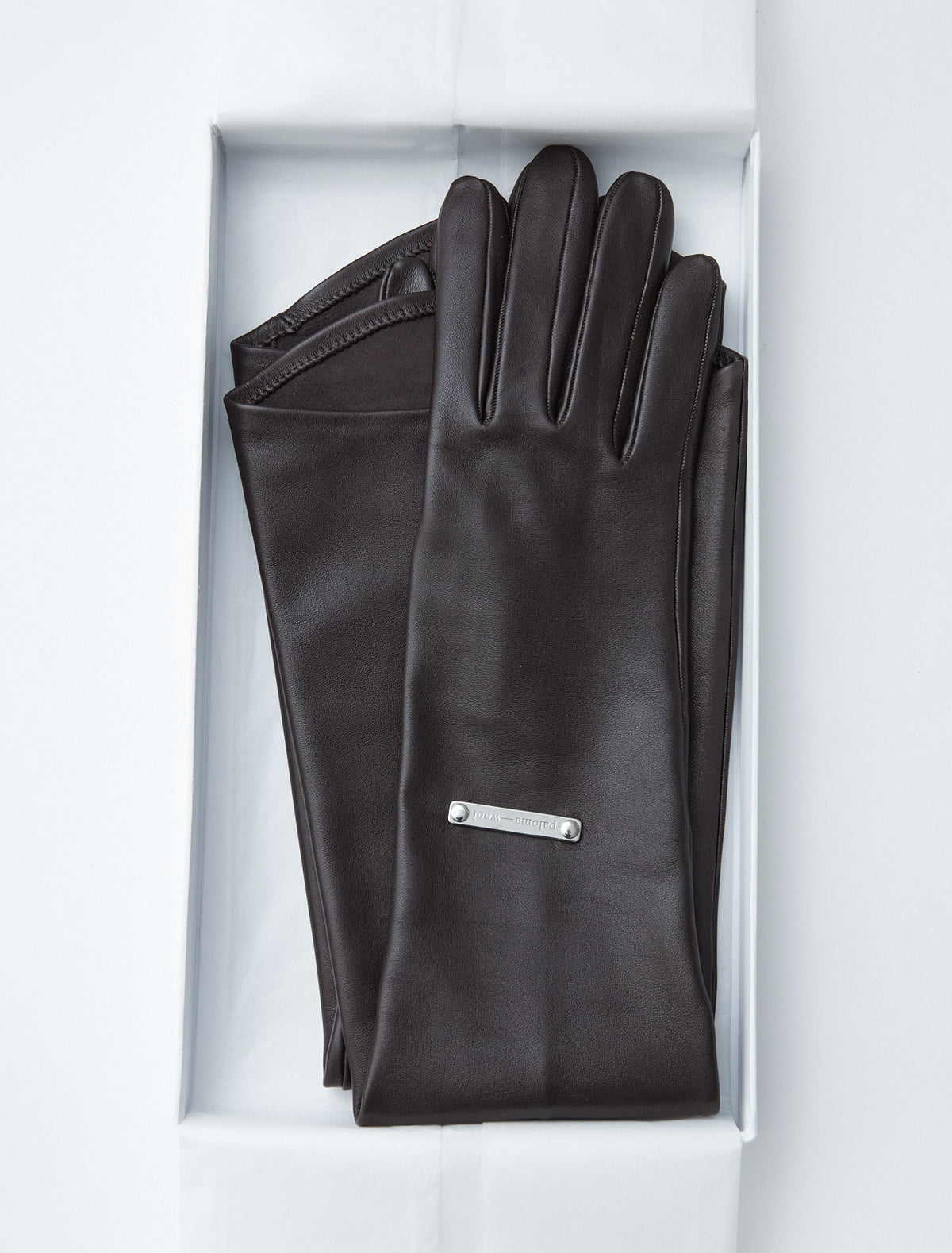 Sissi long leather gloves brown