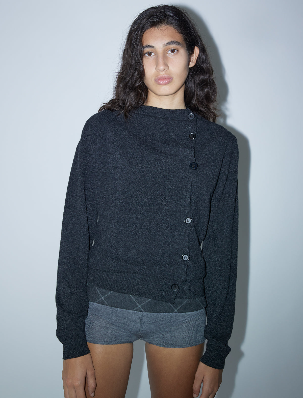 Donalti jumper irregular button fastening