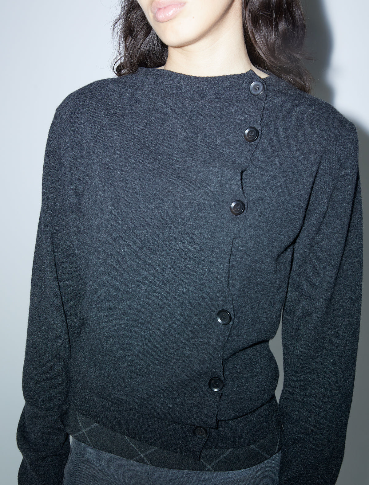 Donalti jumper irregular button fastening