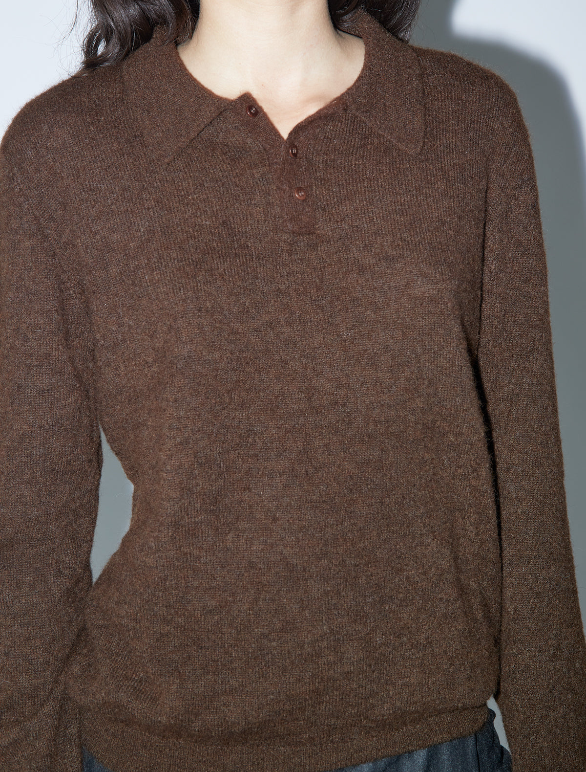 Hugo men alpaca sweater polo brown