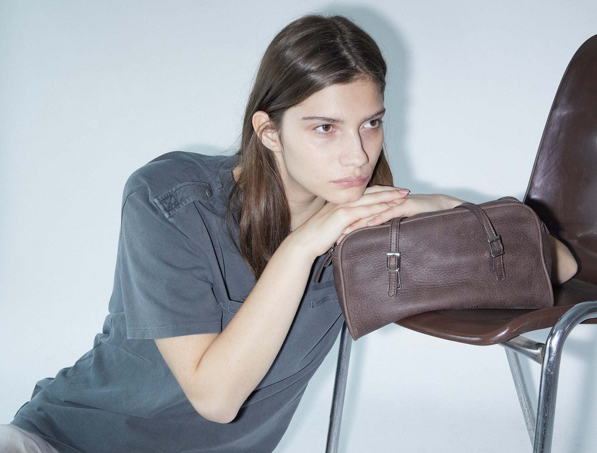 Soft cayetano leather bag darkborwn