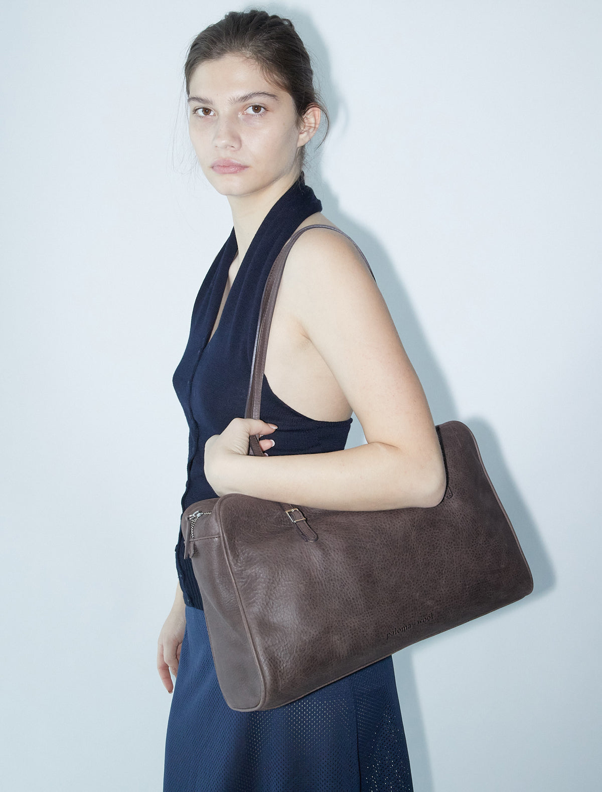Soft caye leather bag darkbrown