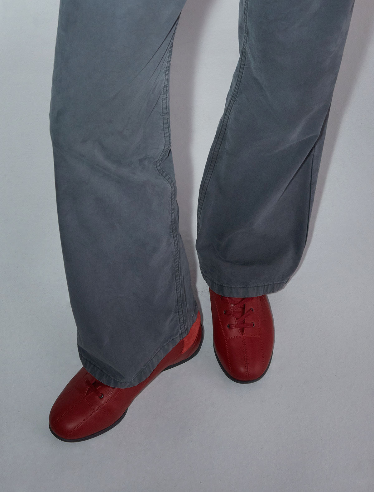 Miles laceup leather sneakers rubber sole red