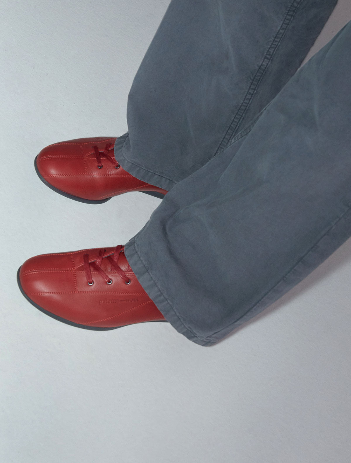 Miles laceup leather sneakers rubber sole red