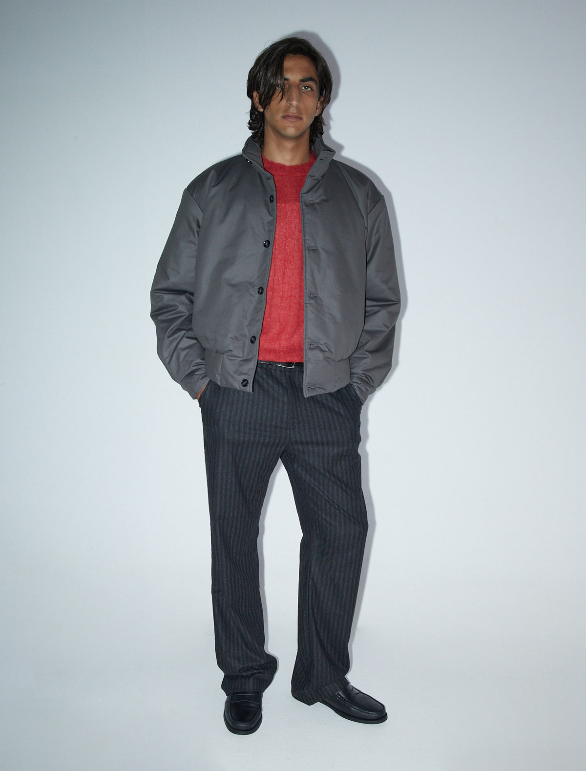 Campi men fitted ribbed sweater red