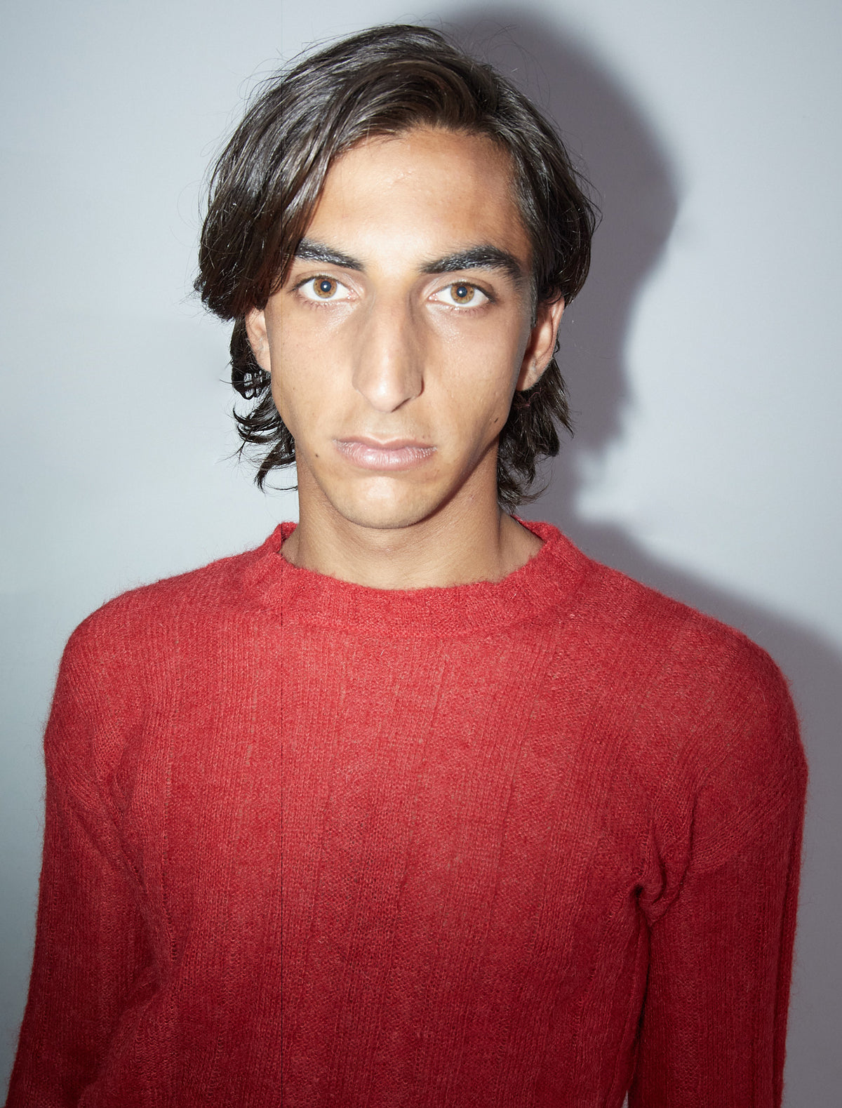 Campi men fitted ribbed sweater red