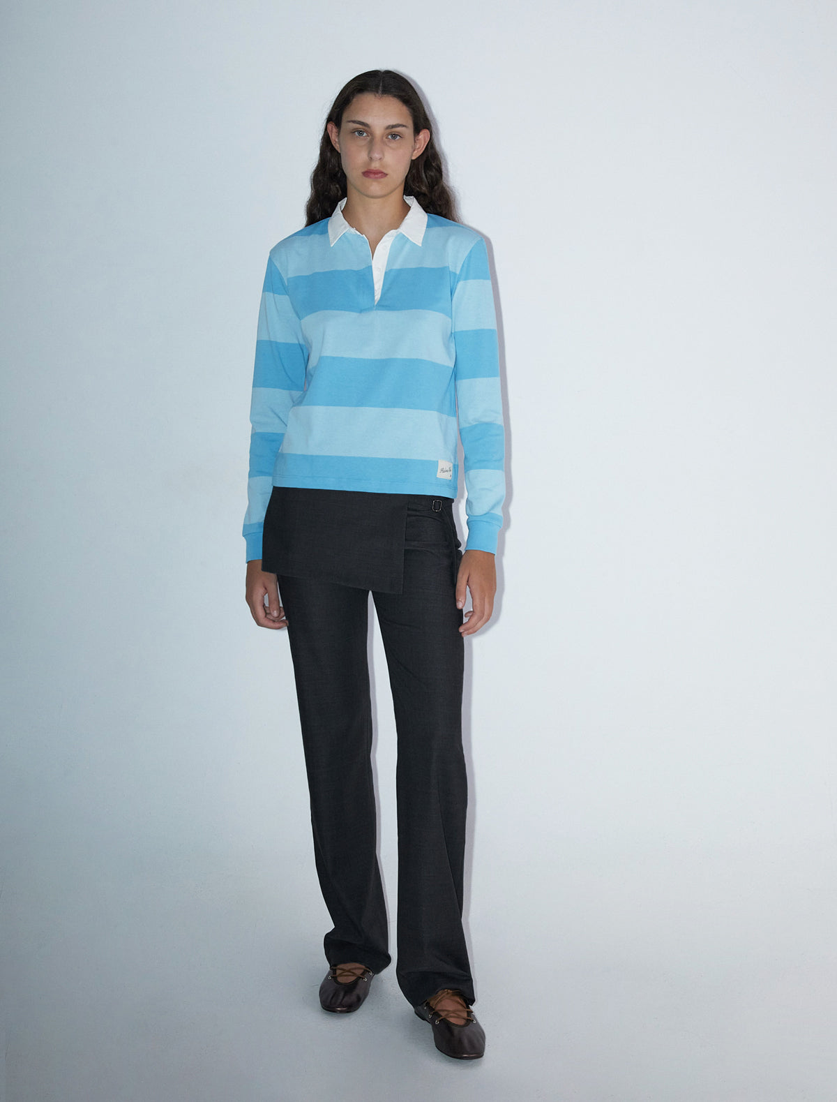 Archive mid rise pants overlapping mini skirt darkgrey
