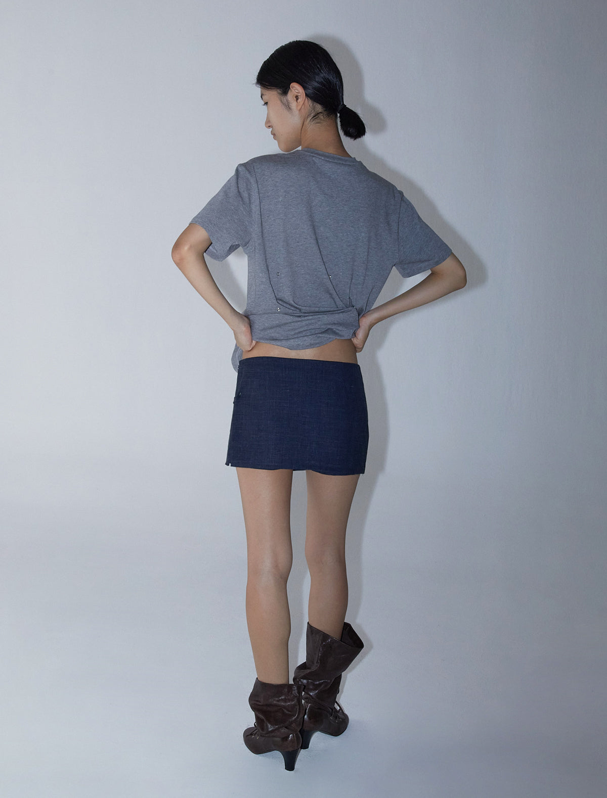 Mini archive mid rise shorts overlaping fixed mini skirt navy