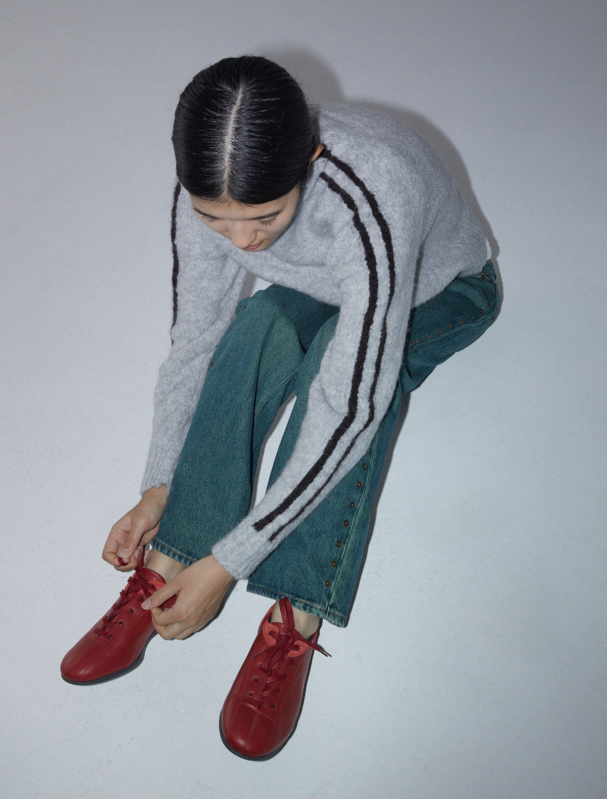 Miles laceup leather sneakers rubber sole red