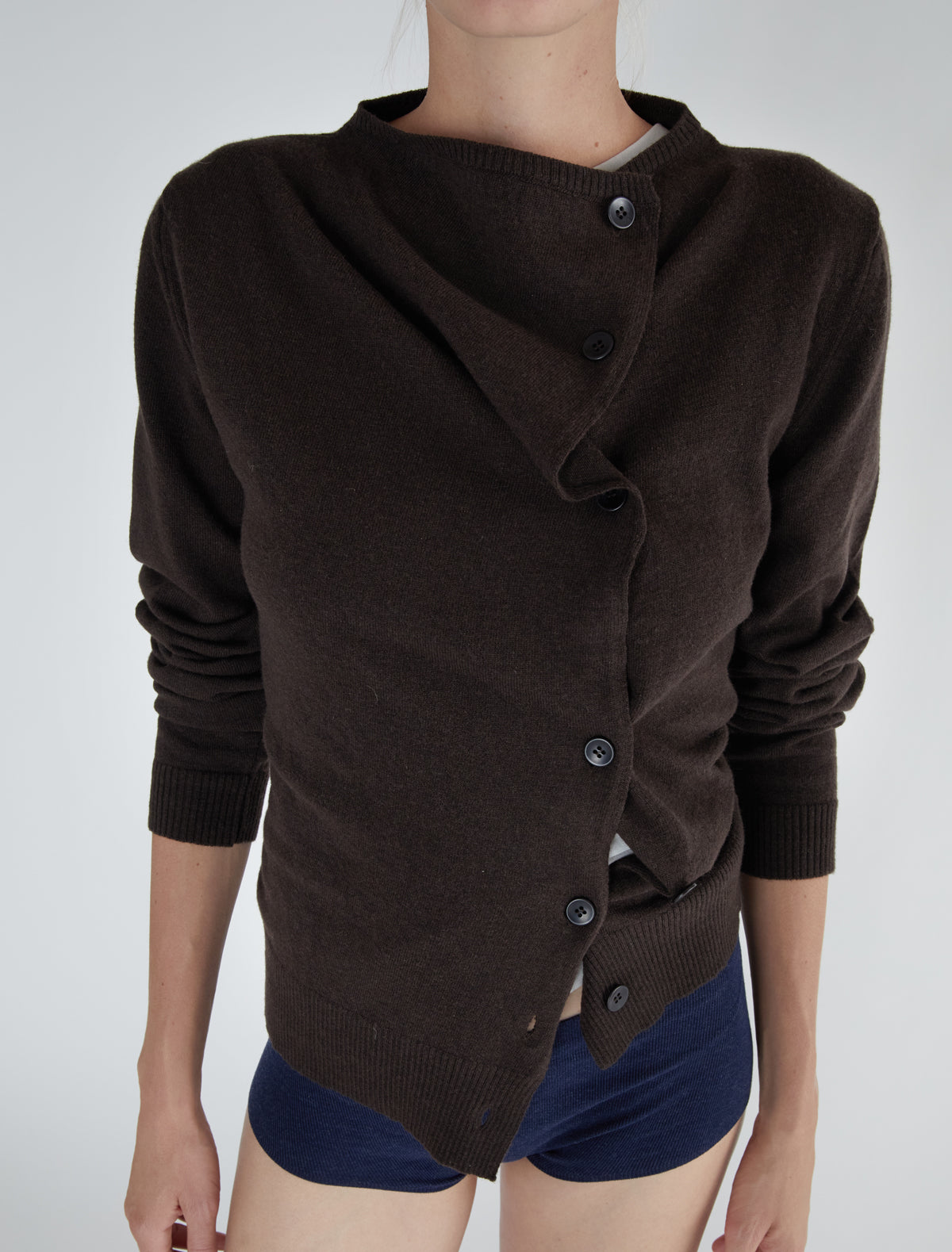 Donalti jumper irregular button fastening brown