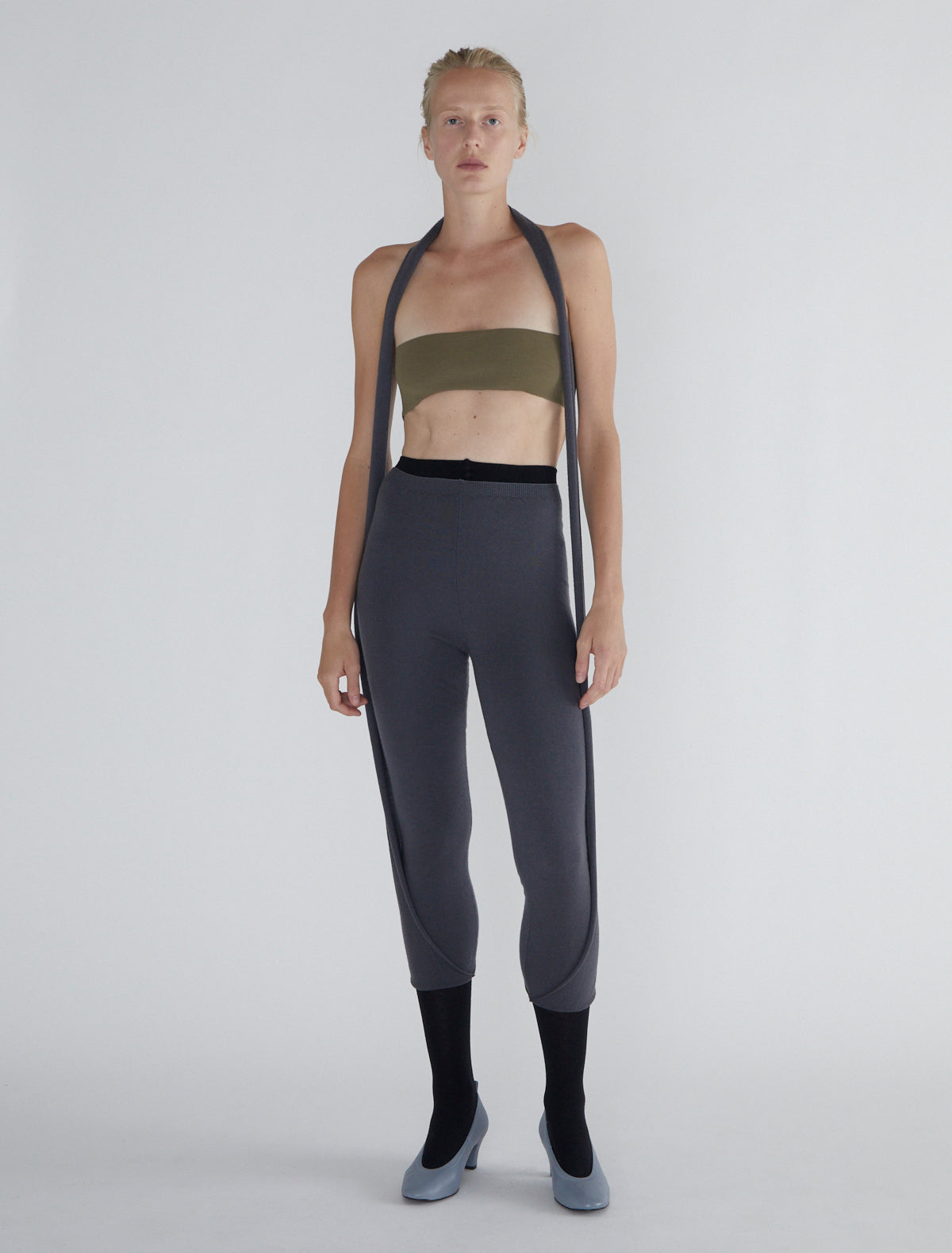 Line long leggings extra fabric scarf darkgrey