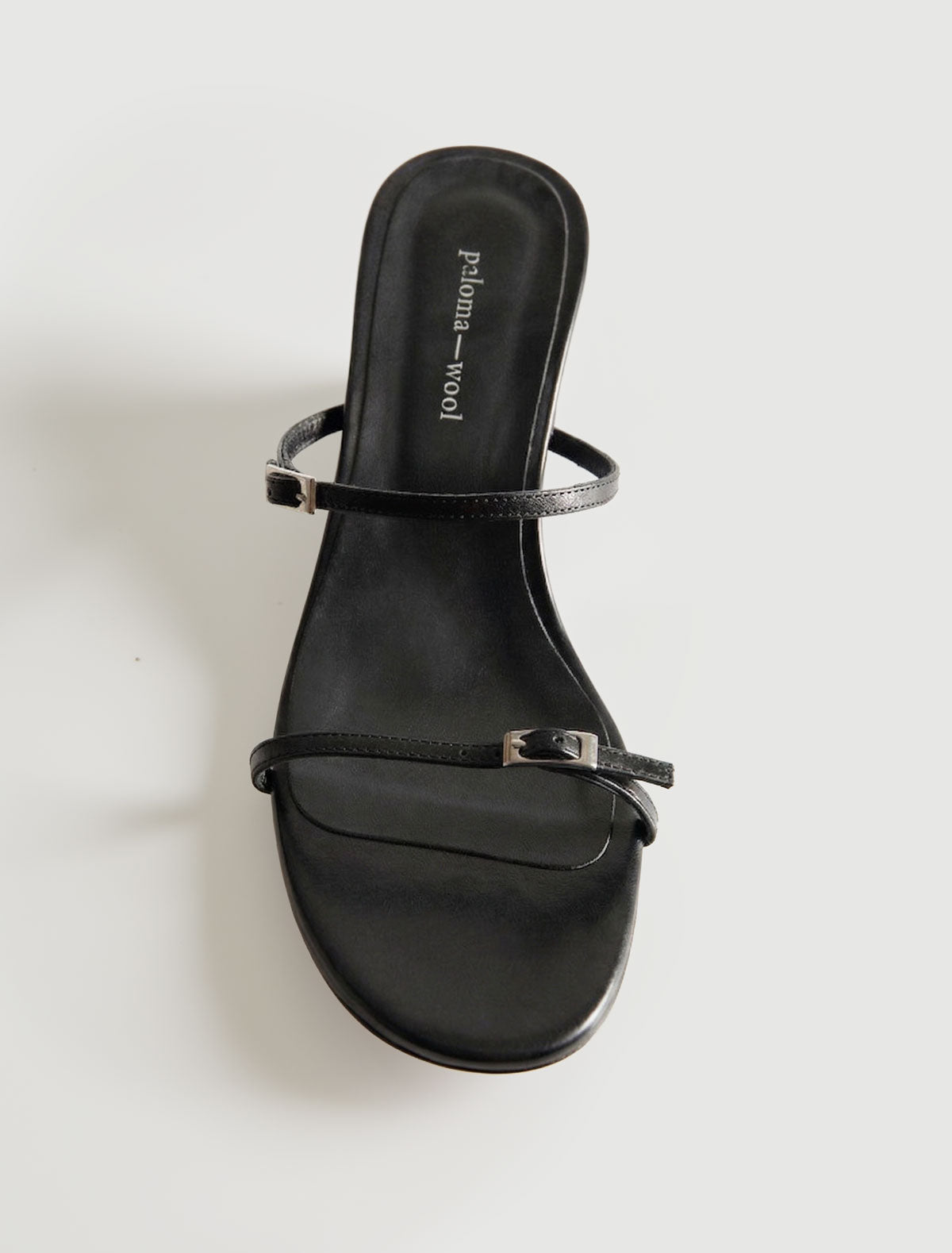 Bego curved 6 cm contrast wedge sandal thin buckle straps black