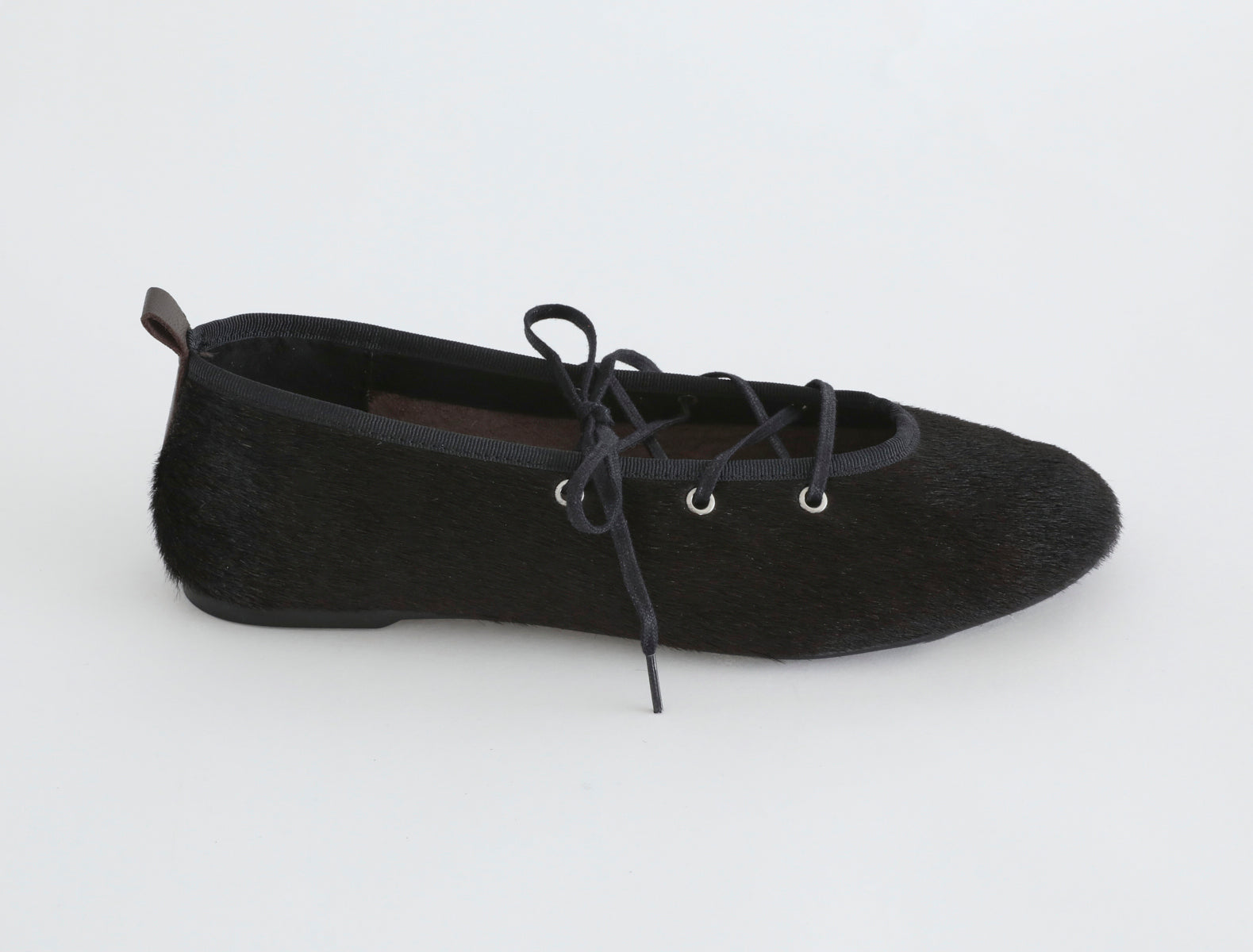 Pina lace up leather ballerina darkbrown