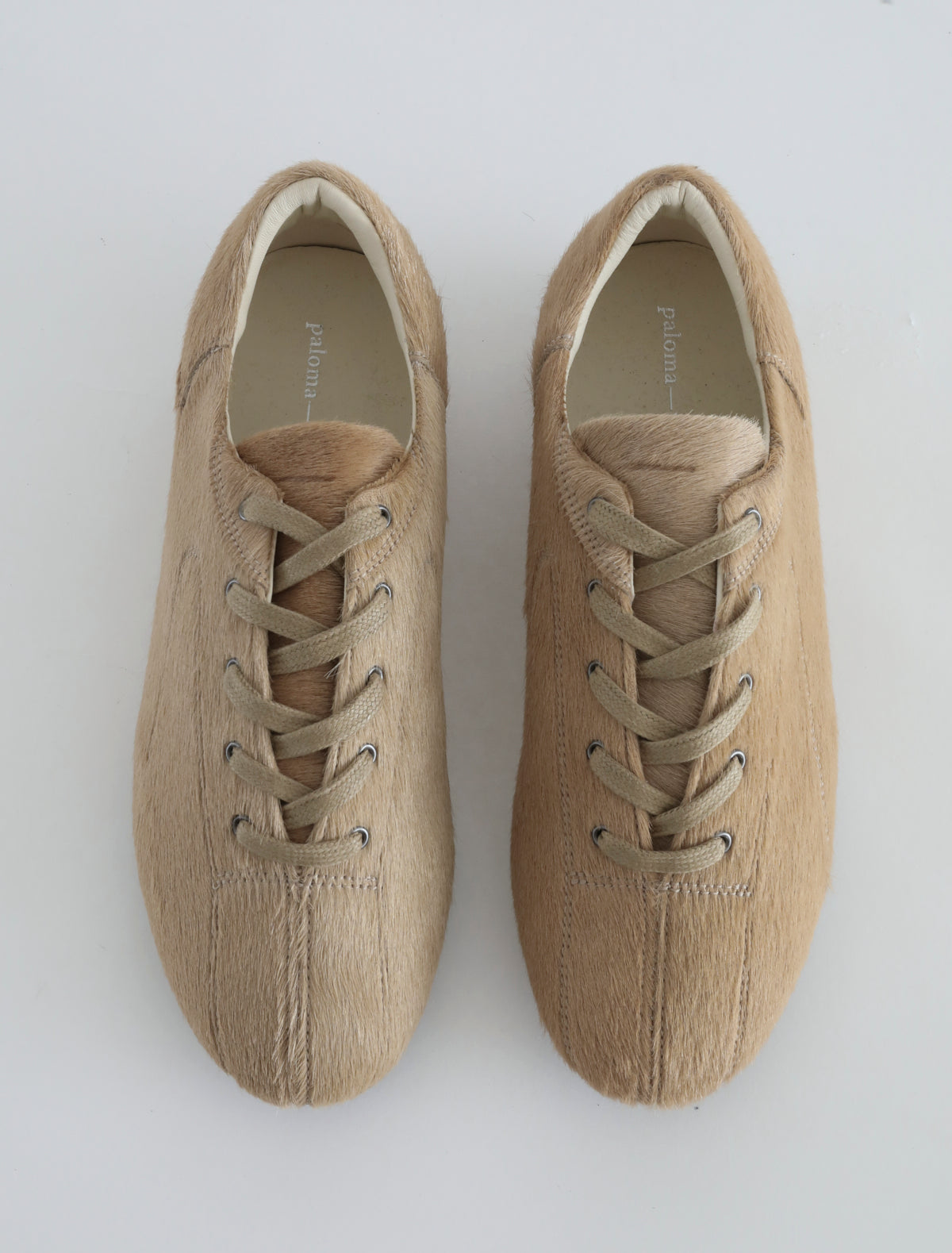 Miles laceup leather sneakers rubber sole beige