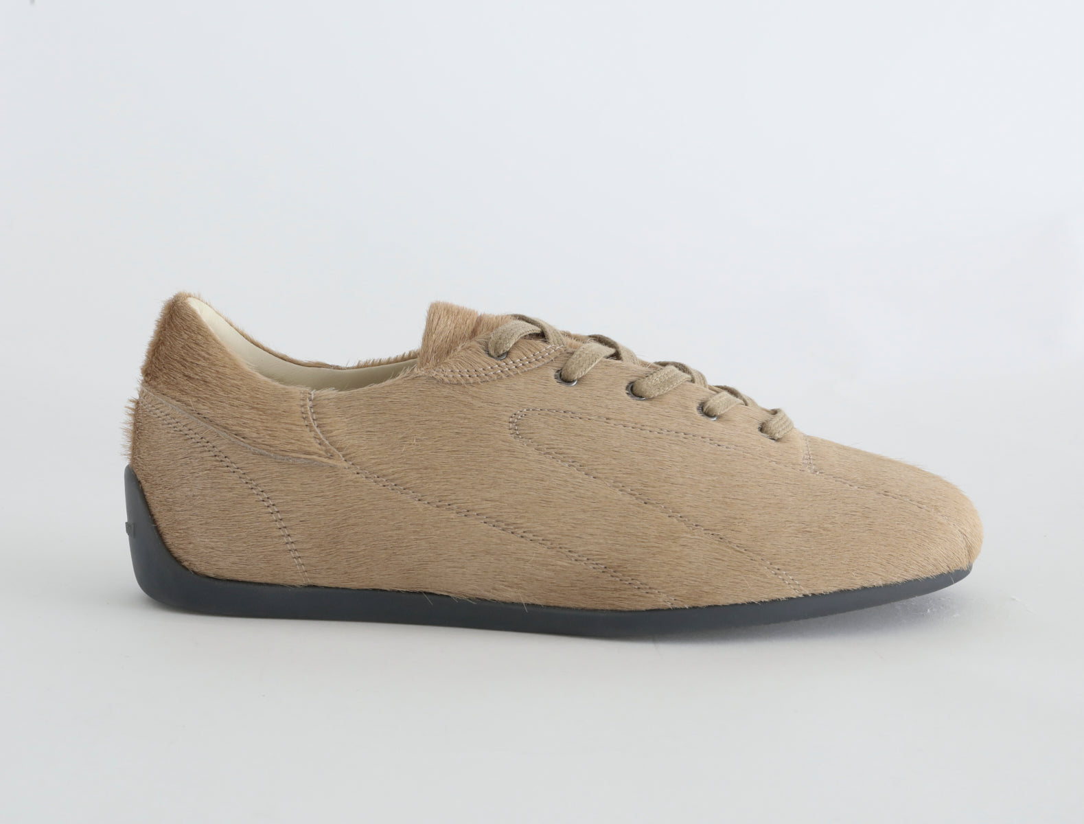 Miles laceup leather sneakers rubber sole beige