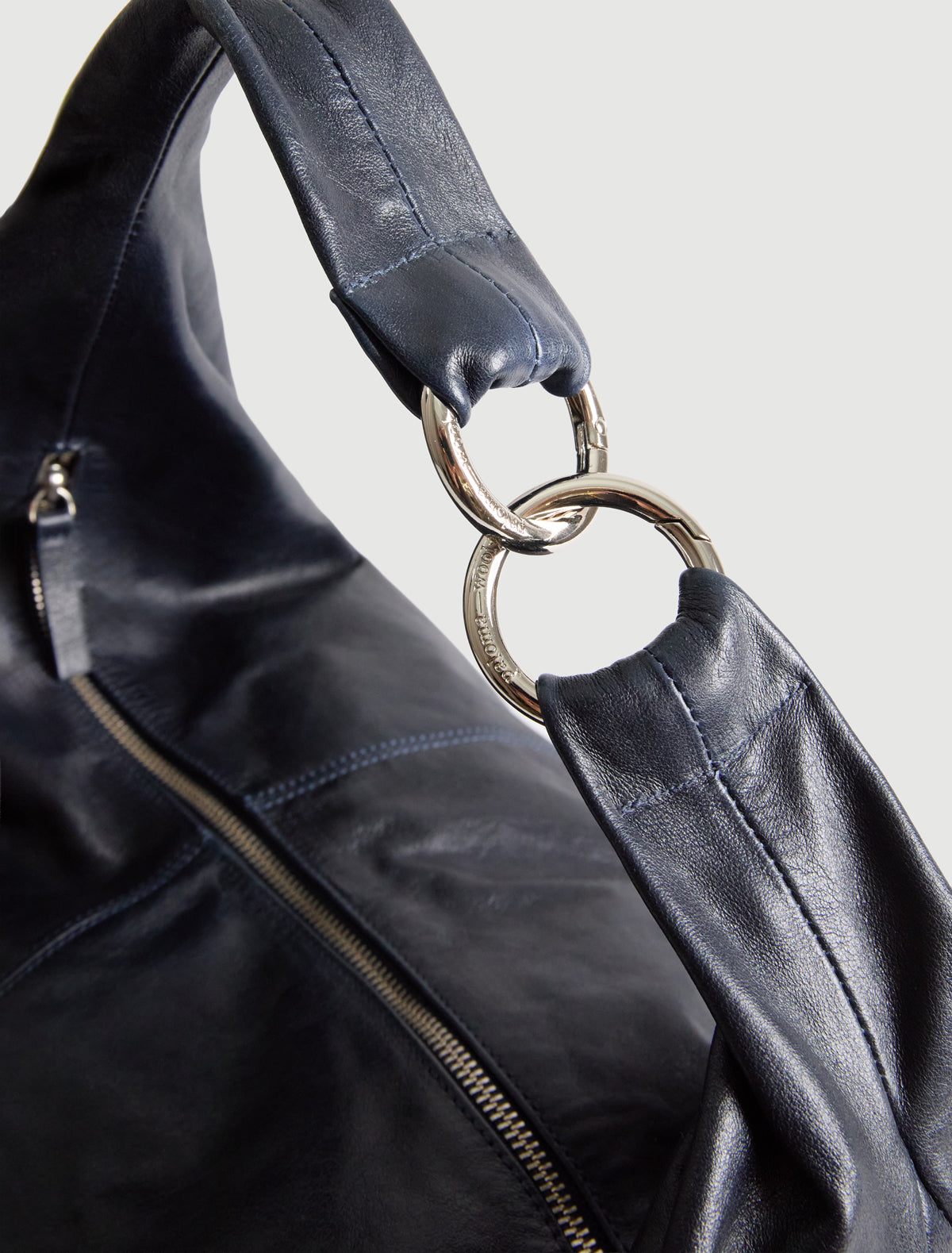 Big dry elongated wrap around hobo style shoulder bag darknavy