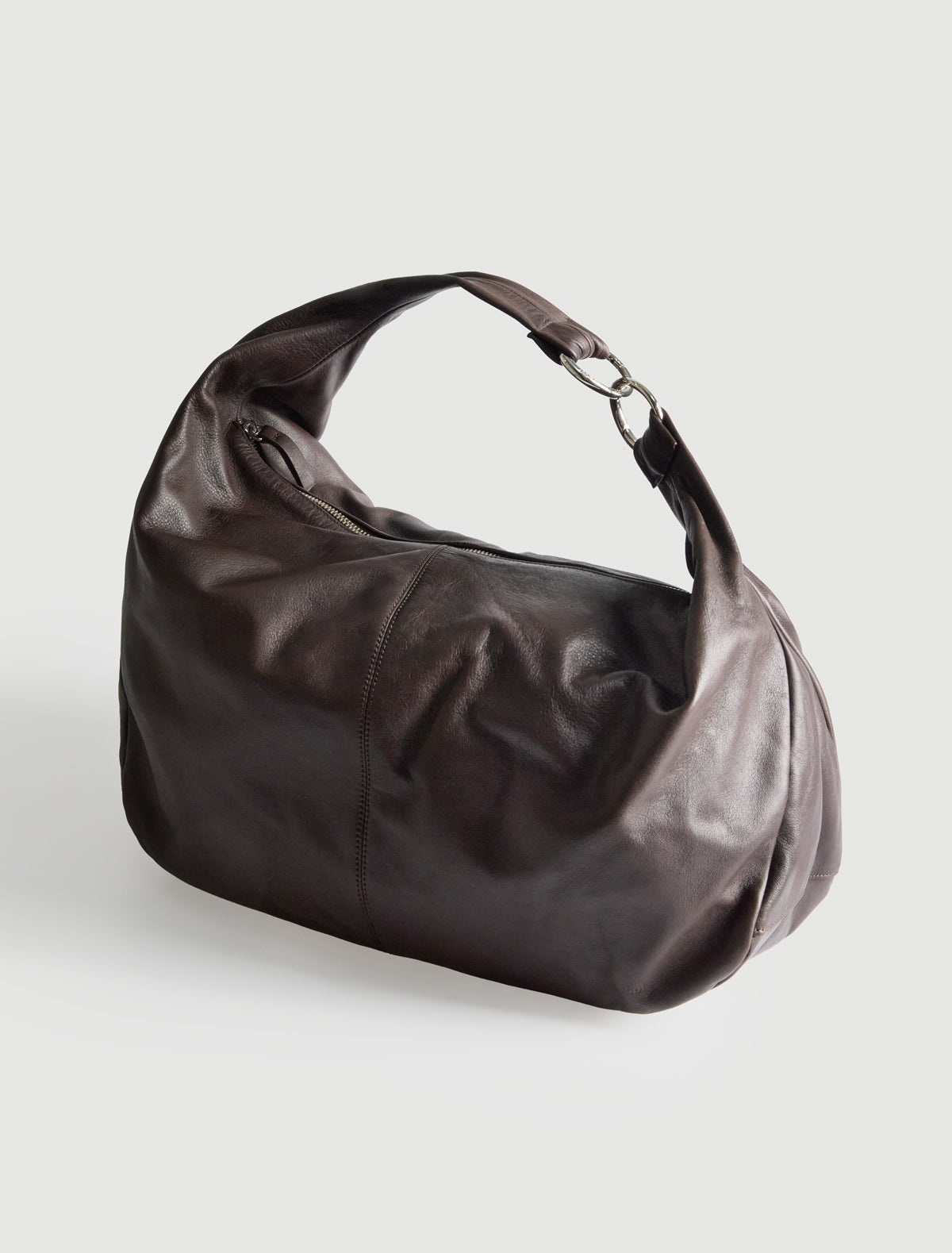 Big dry elongated wrap around hobo style shoulder bag newdarkbrown