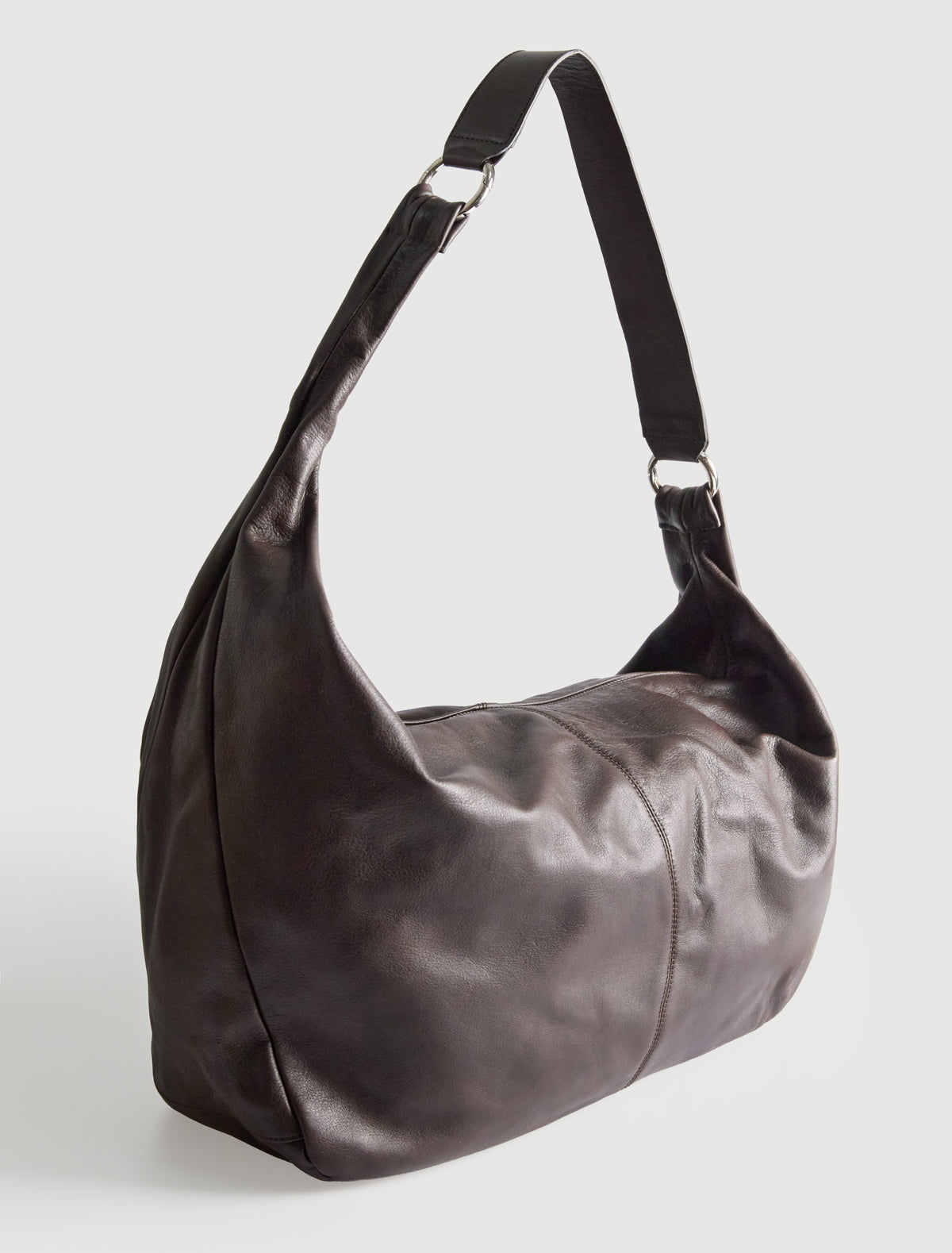 Big dry elongated wrap around hobo style shoulder bag newdarkbrown