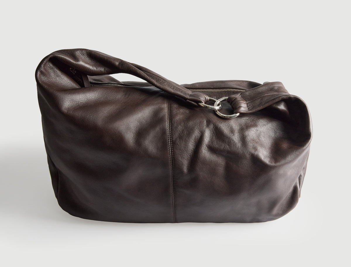 Big dry elongated wrap around hobo style shoulder bag newdarkbrown