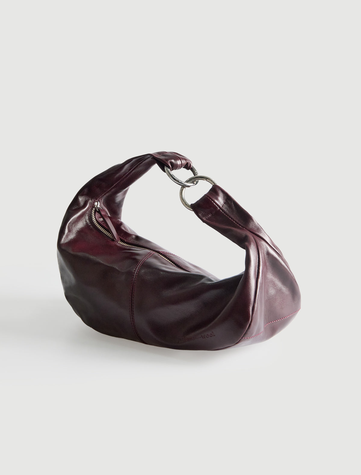 Mini dry elongated mini wrap around hobo style shoulder bag wine