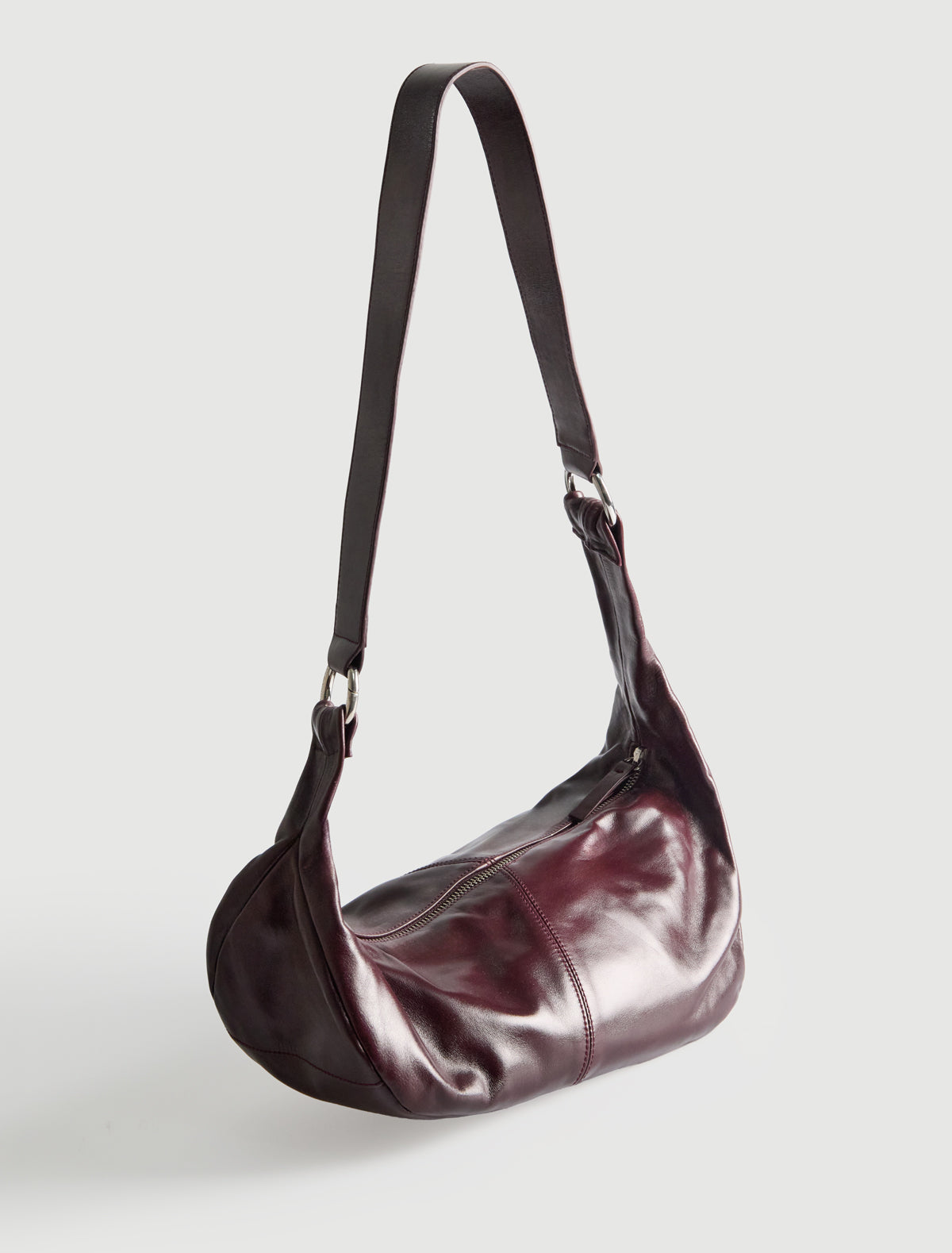 Mini dry elongated mini wrap around hobo style shoulder bag wine