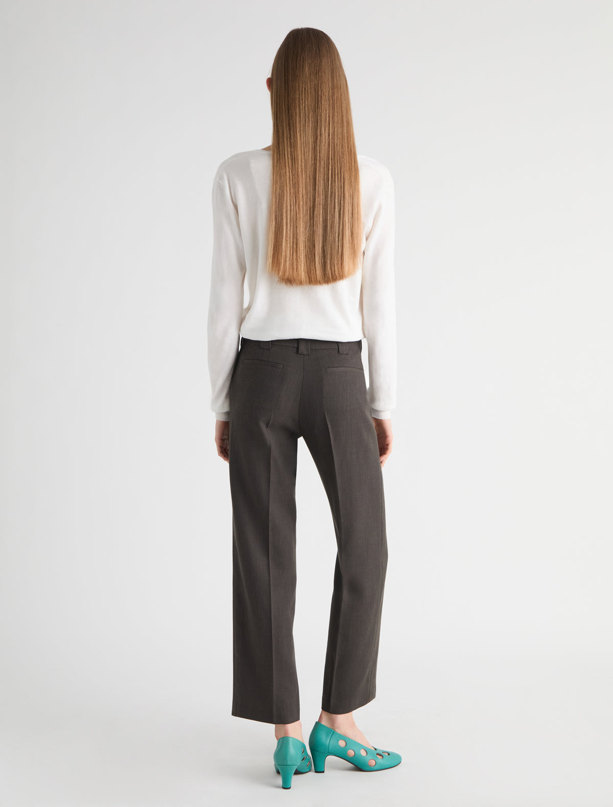 Brix capri trousers wide belt loops brown