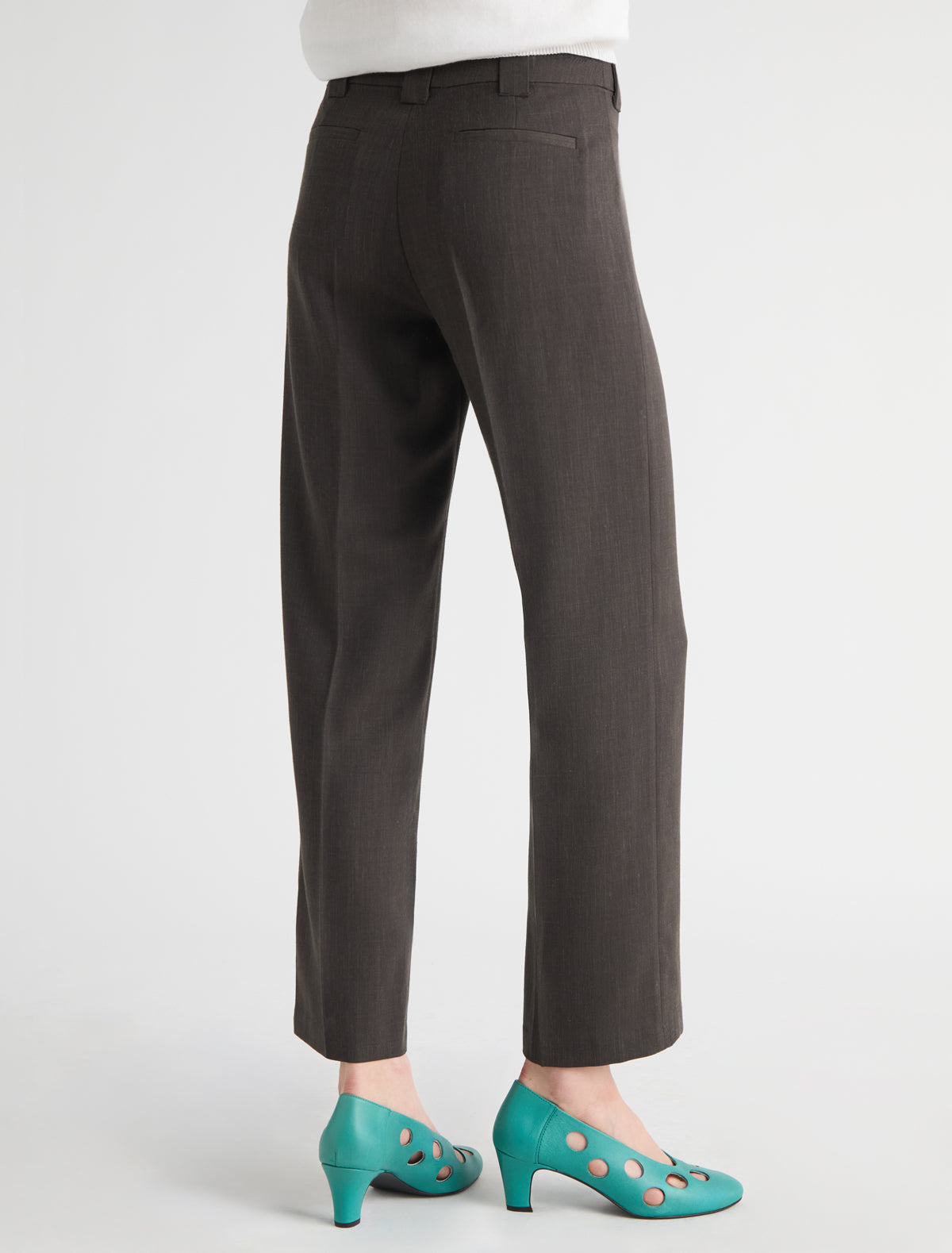 Brix capri trousers wide belt loops brown