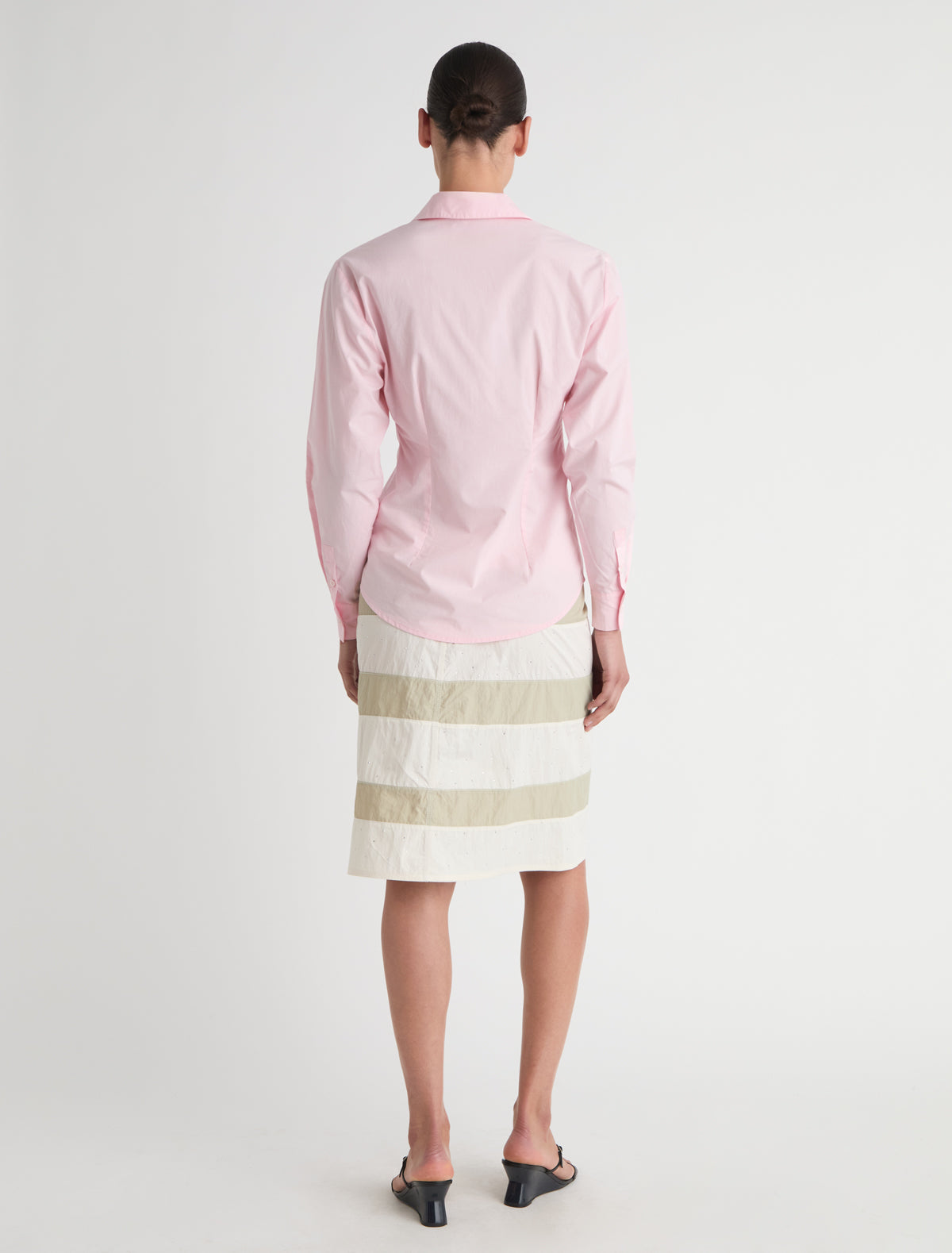 Bruna ii fitted long sleeve shirt embroidery pink