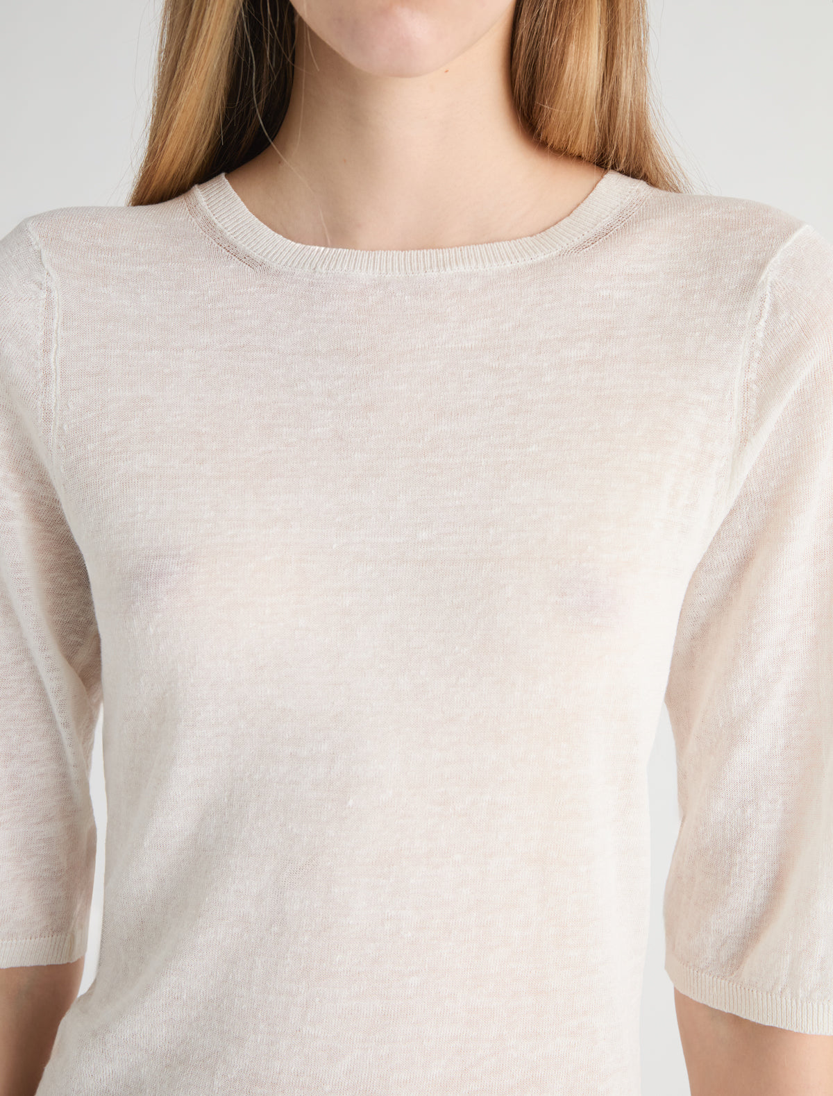 Calisima short sleeve knitted top long body wide sleeves round neckline