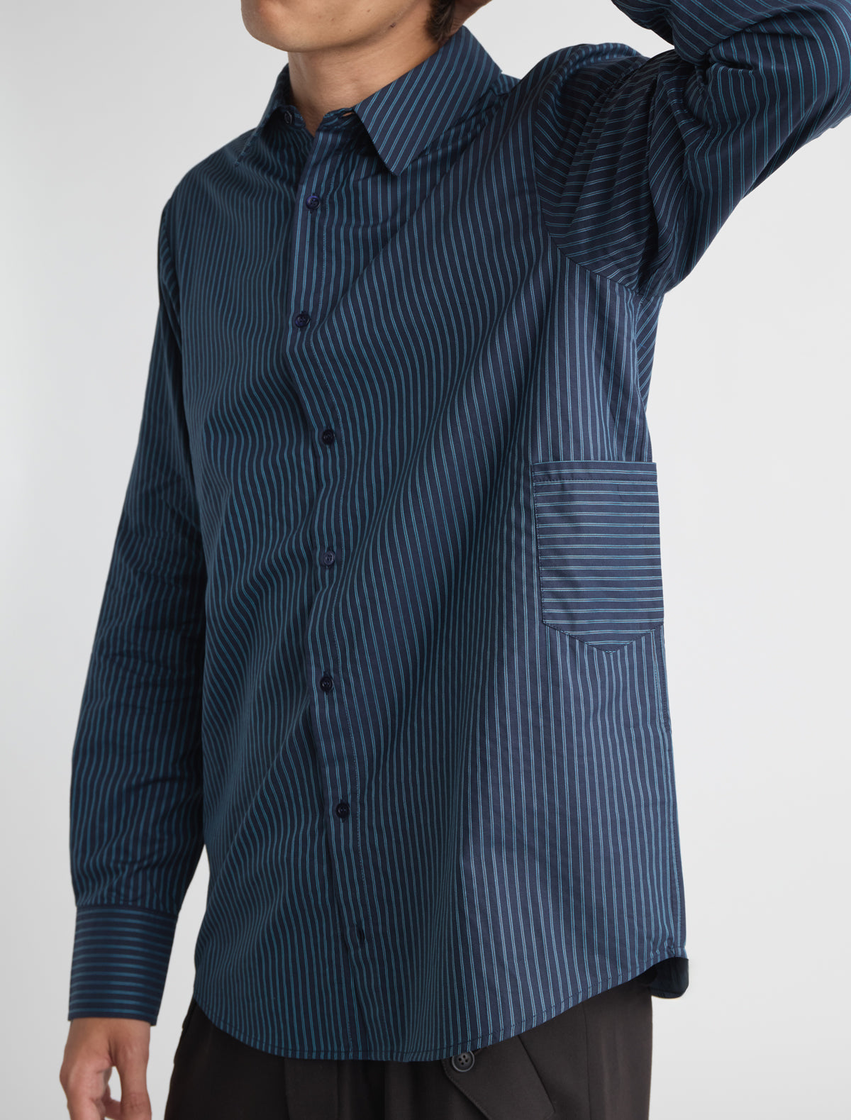Boa iii men s striped shirt front pocket darknavy