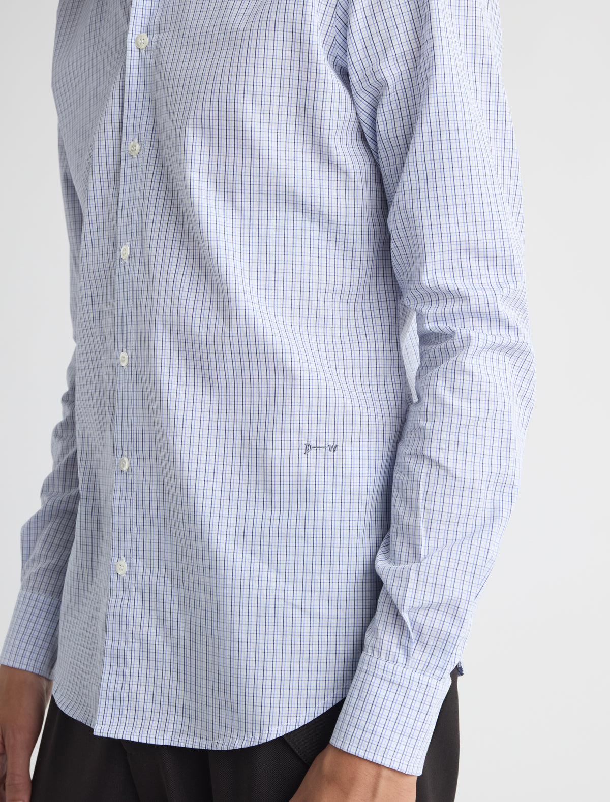 Finita checkered classic mens shirt embroidery blue