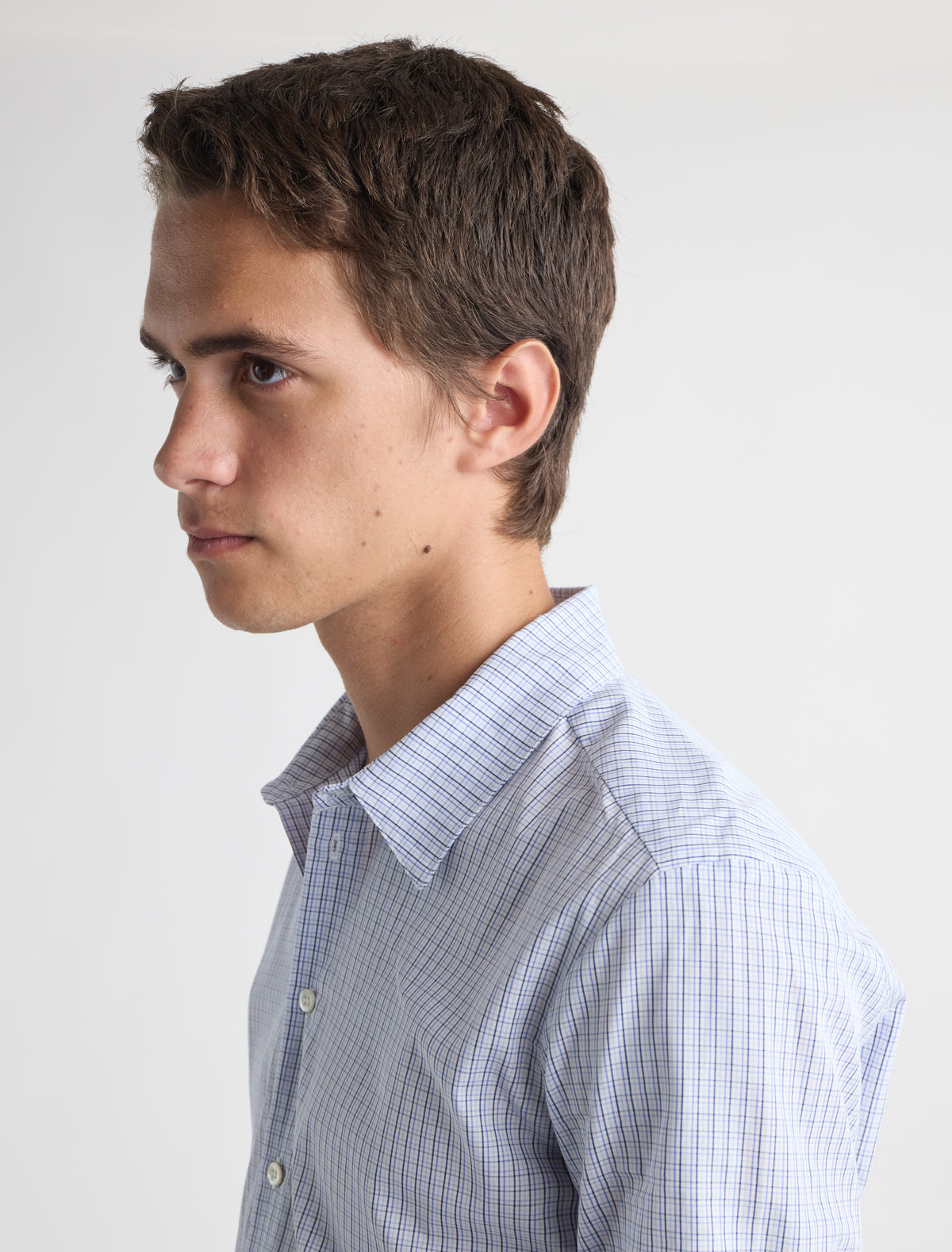Finita checkered classic mens shirt embroidery blue