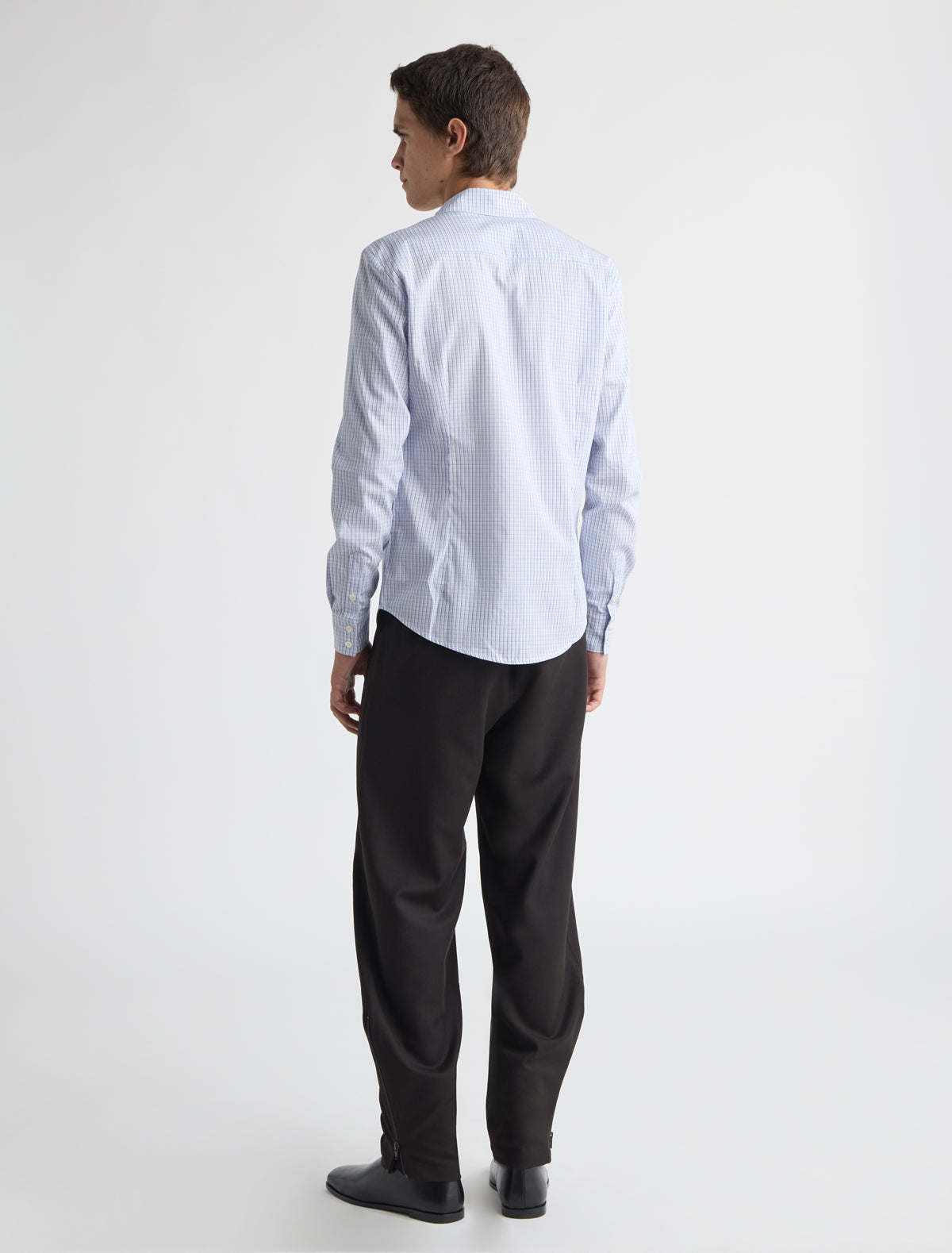 Figma b suit mens trousers rounded shape flap pockets stitched knee panels