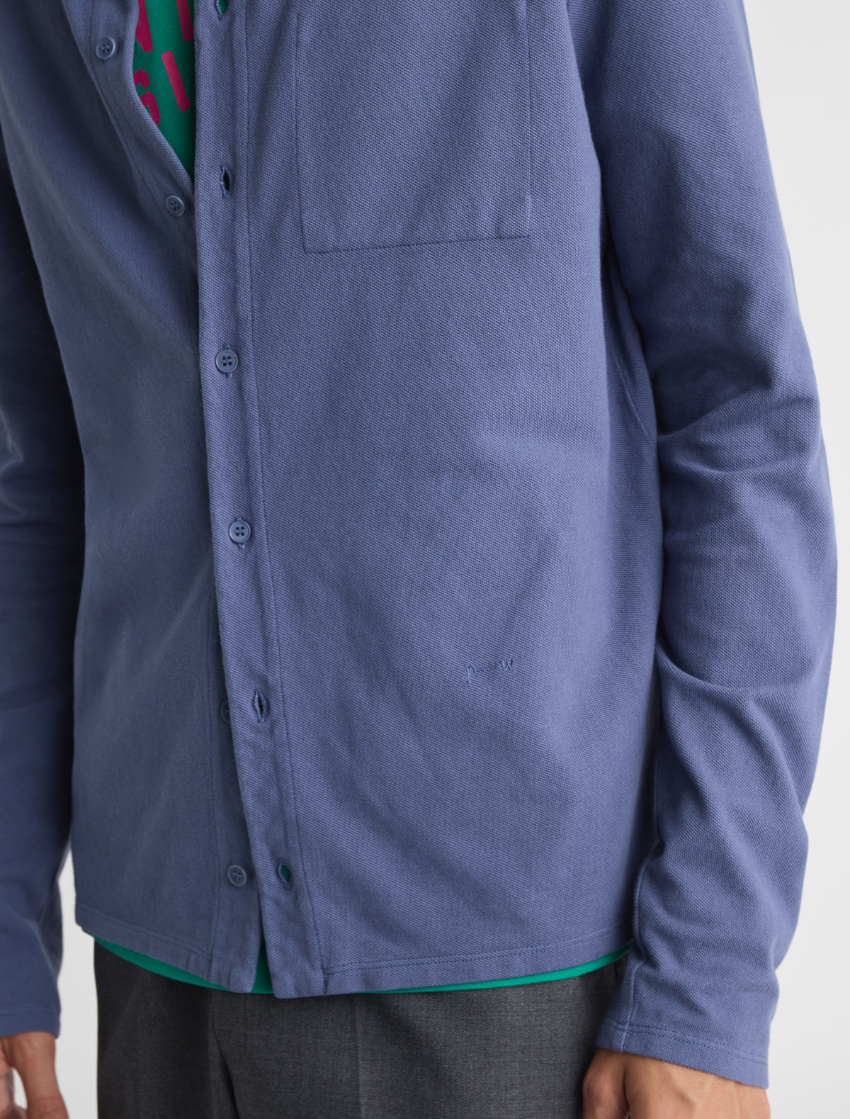 Ludmila polo shirt interior pocket topstitching blue