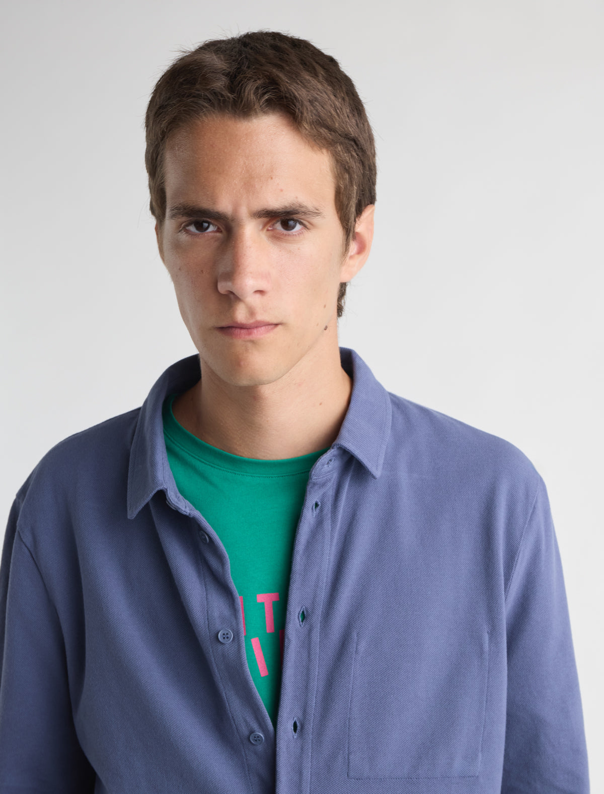Ludmila polo shirt interior pocket topstitching blue