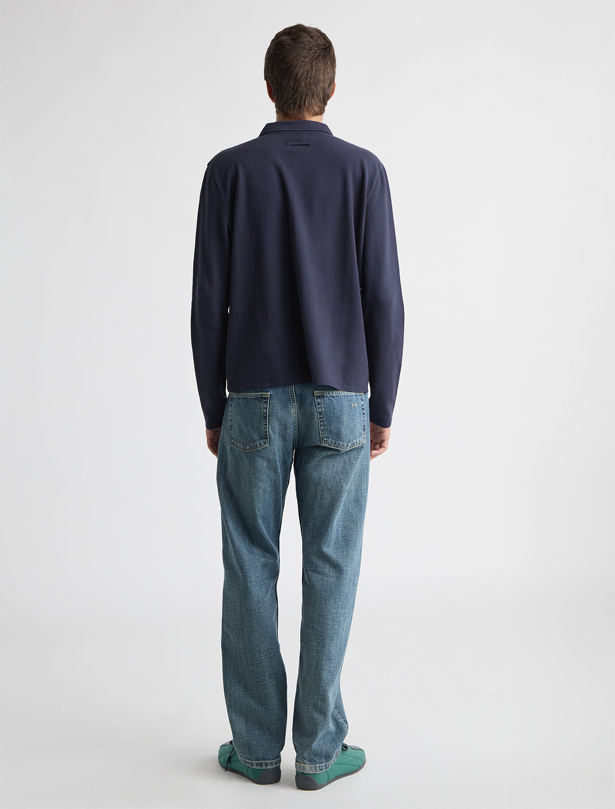 Ludmila polo shirt interior pocket topstitching navy
