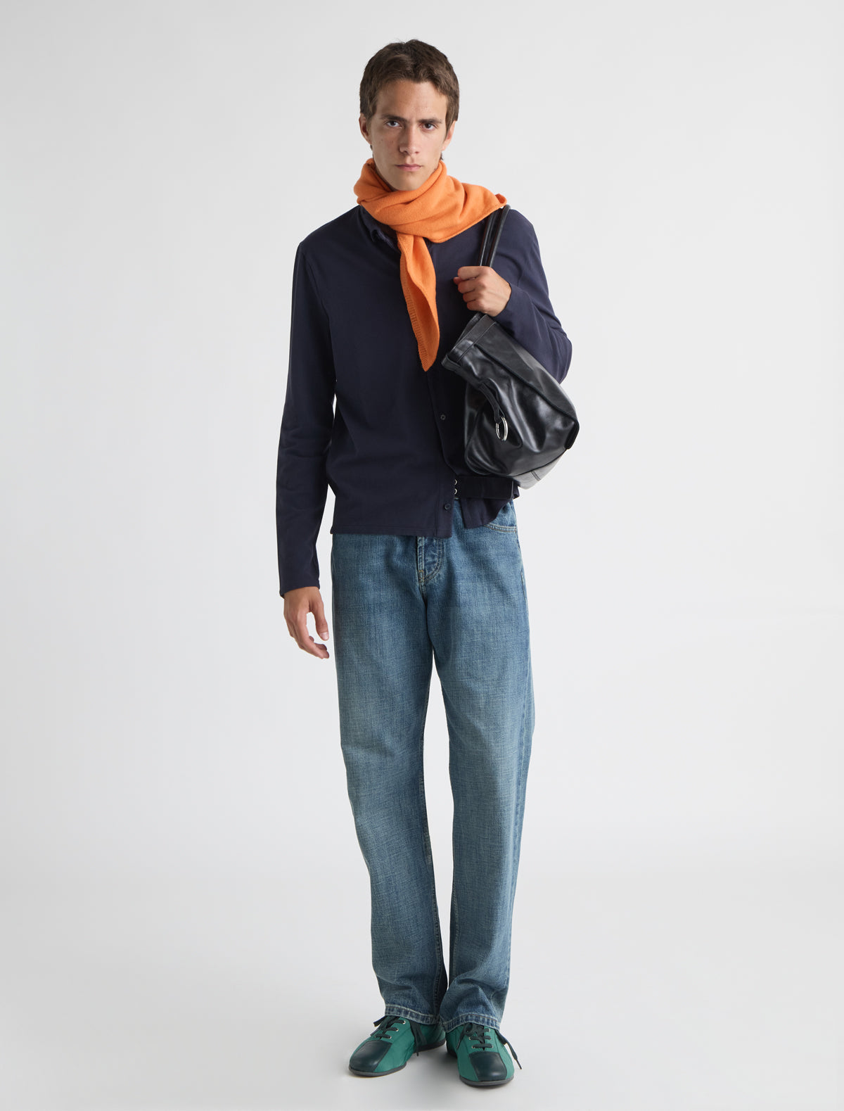 Ludmila polo shirt interior pocket topstitching navy