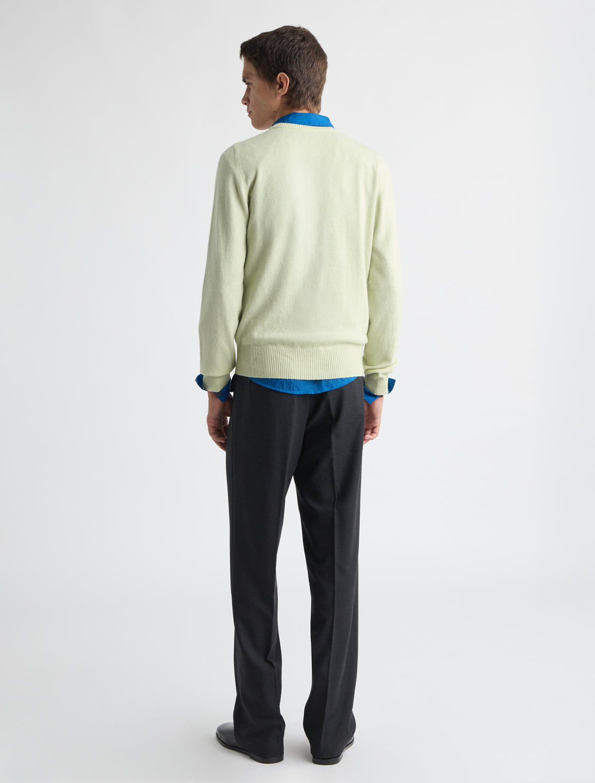 Anton men s cardigan central button fastening round neck green