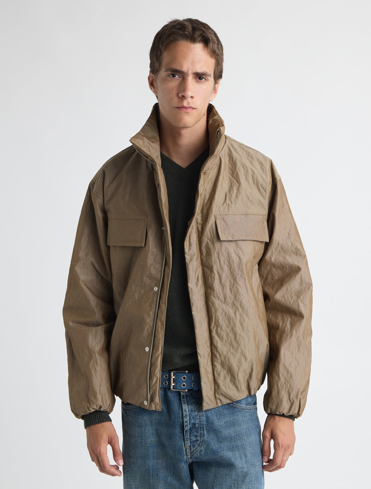 Sam oversized jacket front pockets and elasticated waist and cuffs